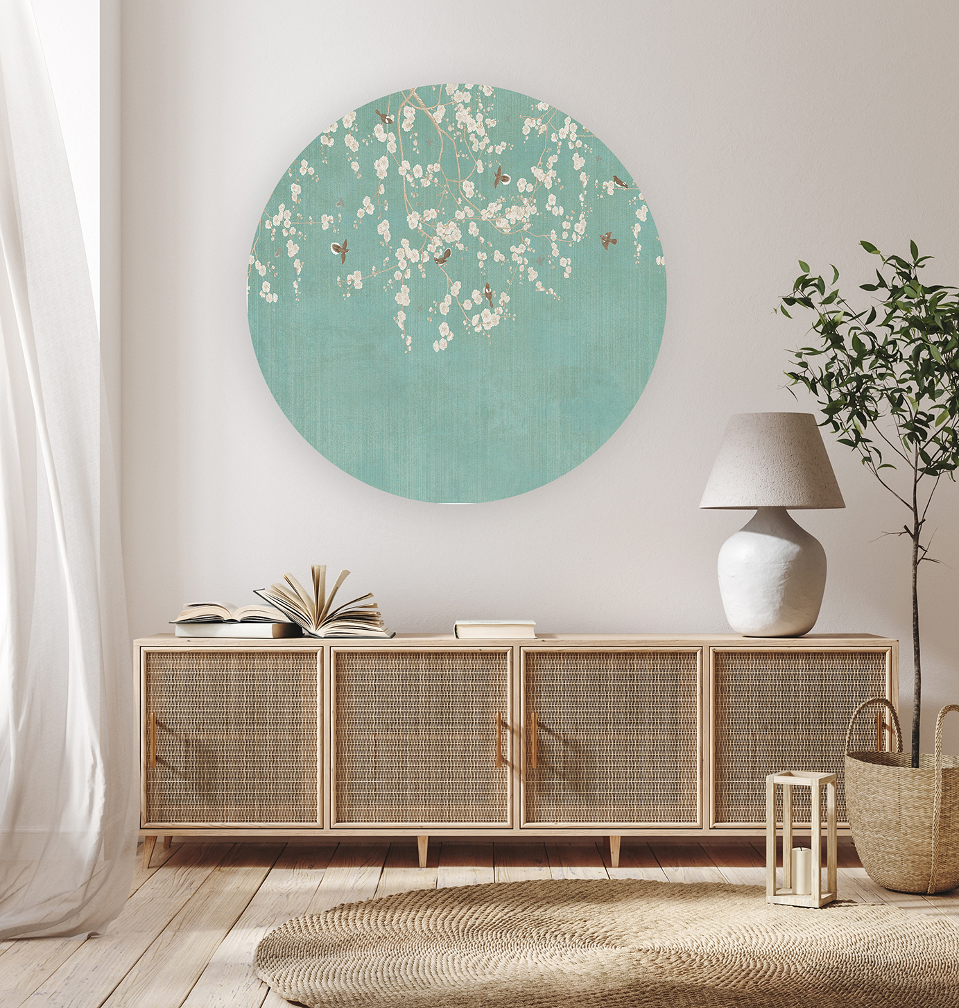 Beyaz Çiçekli Kuşlu Duvar Kağıdı – Doğal ve Zarif Tasarım - Görsel 7