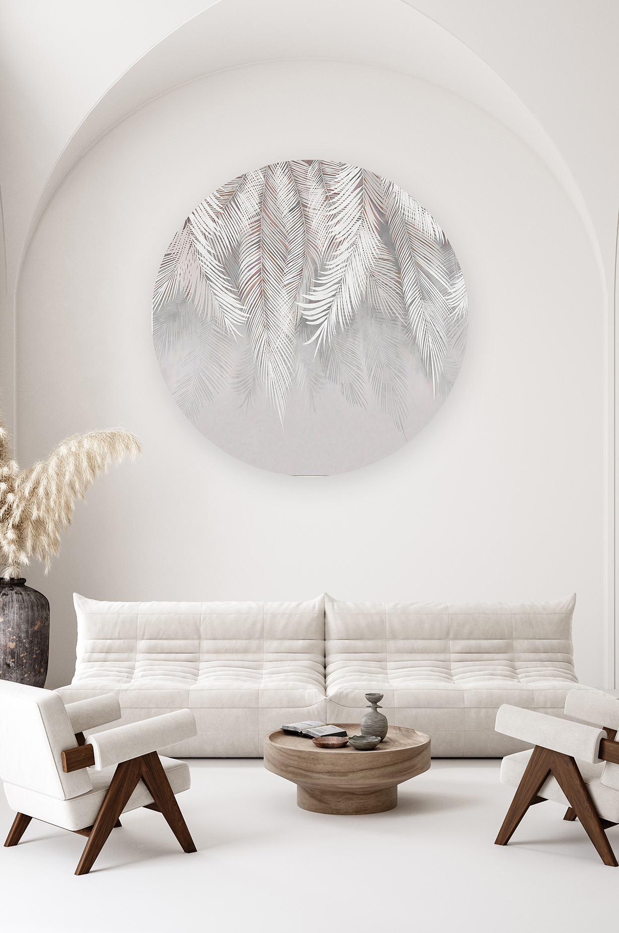 Beyaz Palmiyeli Duvar Kağıdı – Şık ve Doğal Tasarım - Görsel 2