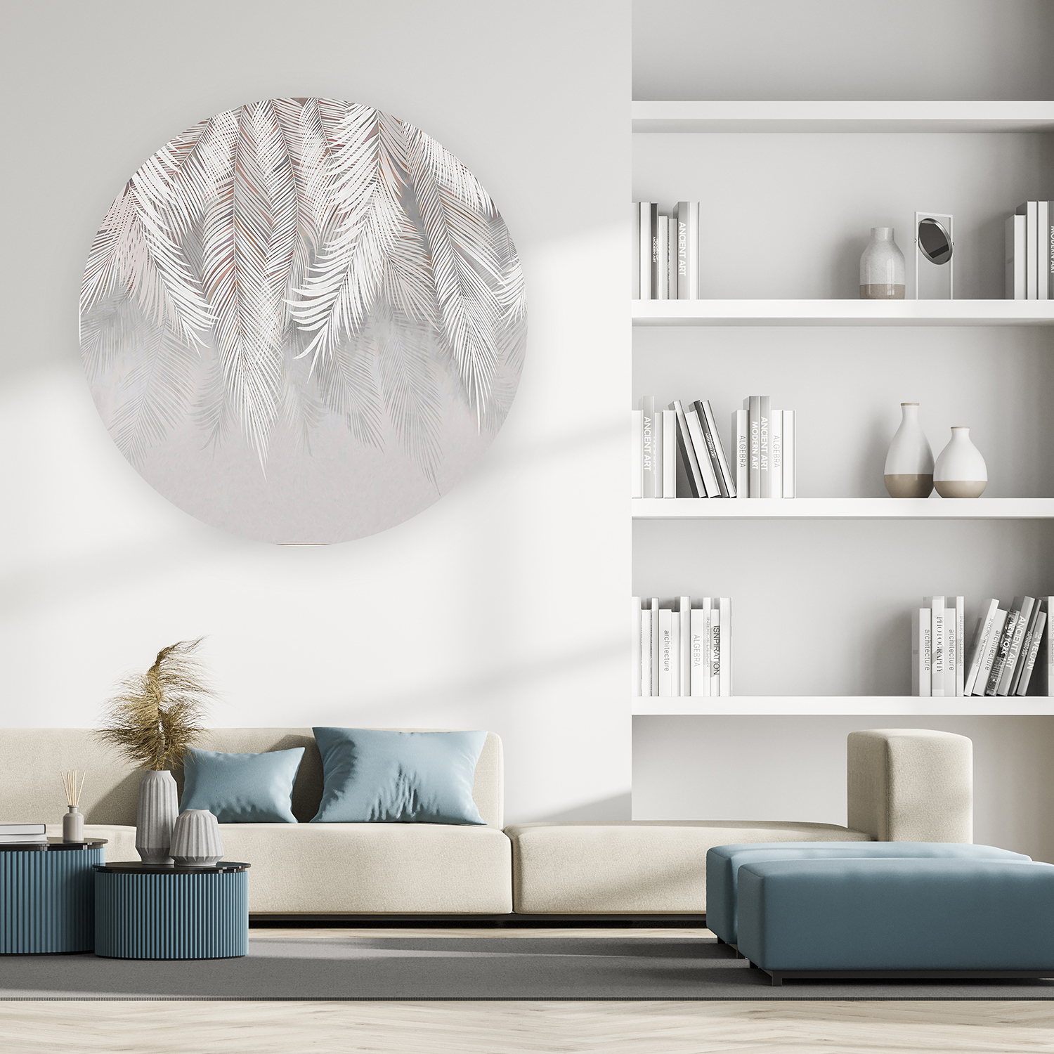 Beyaz Palmiyeli Duvar Kağıdı – Şık ve Doğal Tasarım - Görsel 3