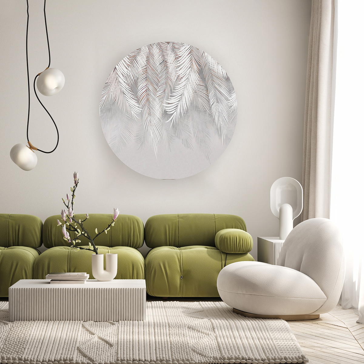 Beyaz Palmiyeli Duvar Kağıdı – Şık ve Doğal Tasarım - Görsel 6