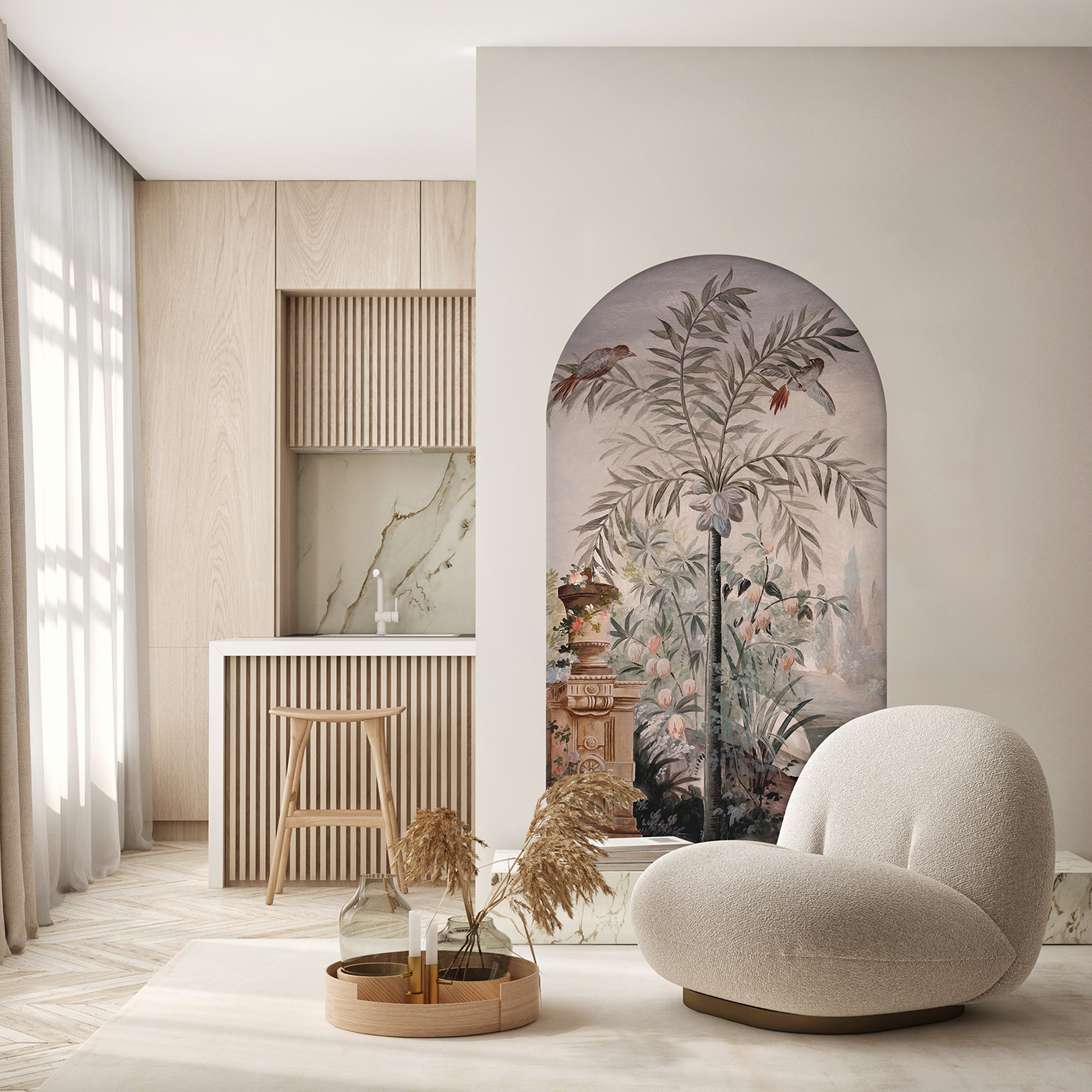 Modern Sanatsal Doğal Manzara Duvar Kağıdı - Şık ve Modern Dekorasyon - Görsel 4