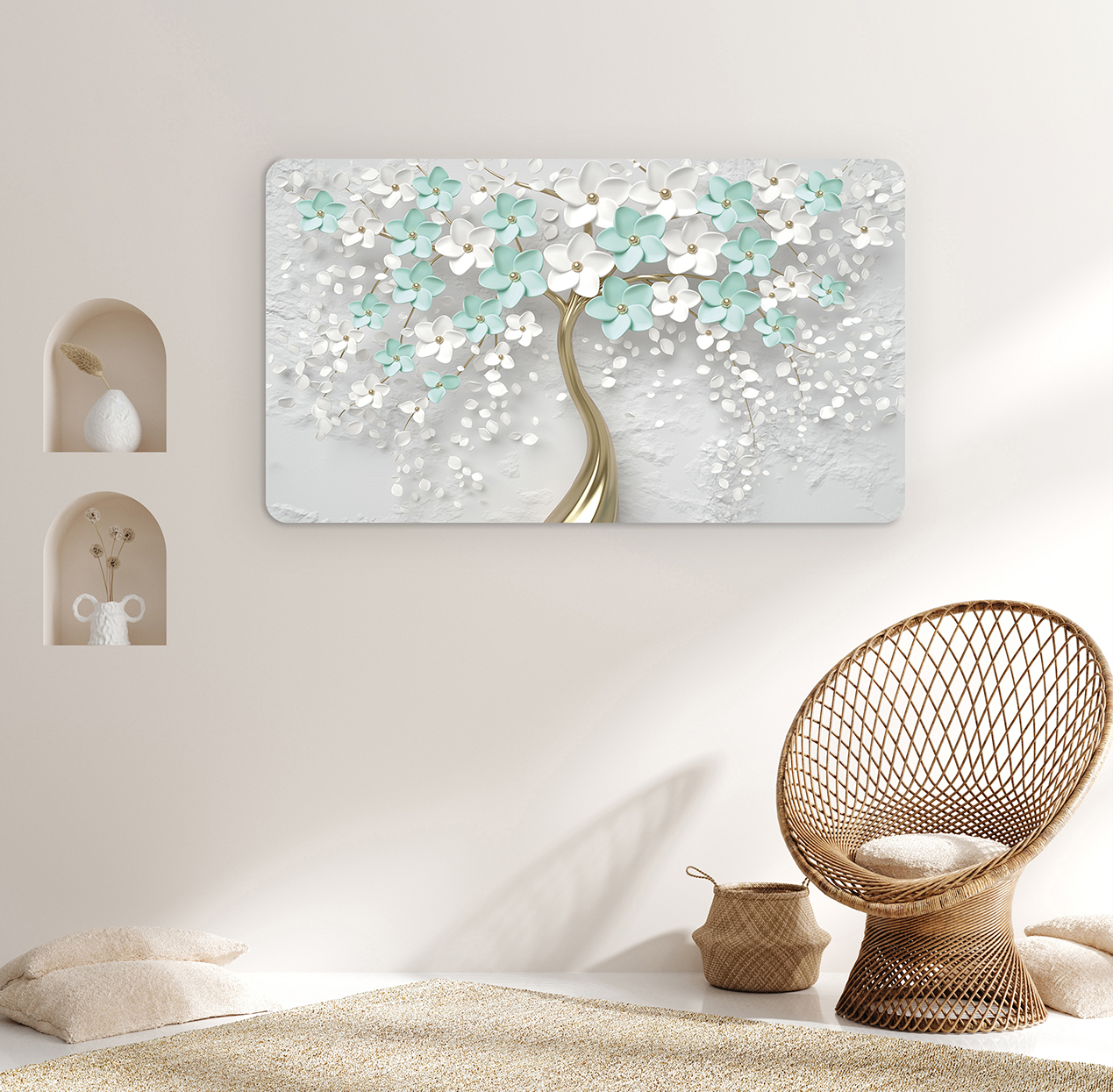 Sarı Soyut Desenli Duvar Kağıdı - Modern Tasarım