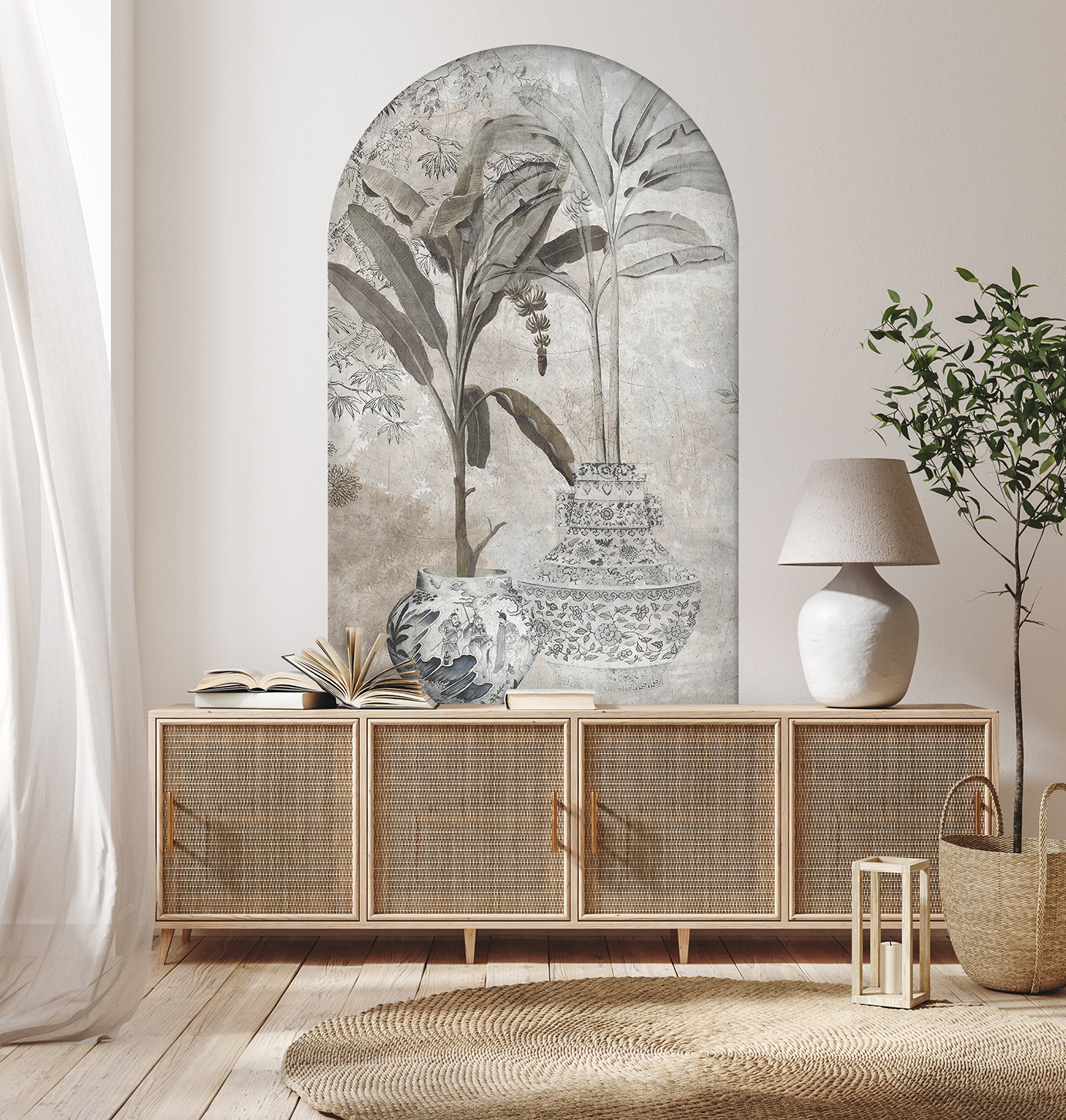 Şık Tropikal Desenli Duvar Kağıdı