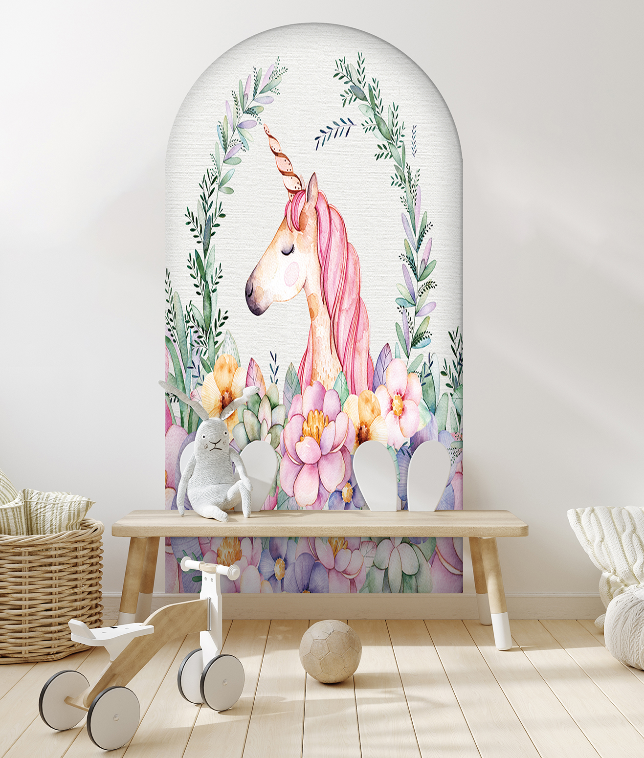Unicorn ve Çiçek Temalı Duvar Kağıdı - Çocuk Odası Dekoru - Görsel 8