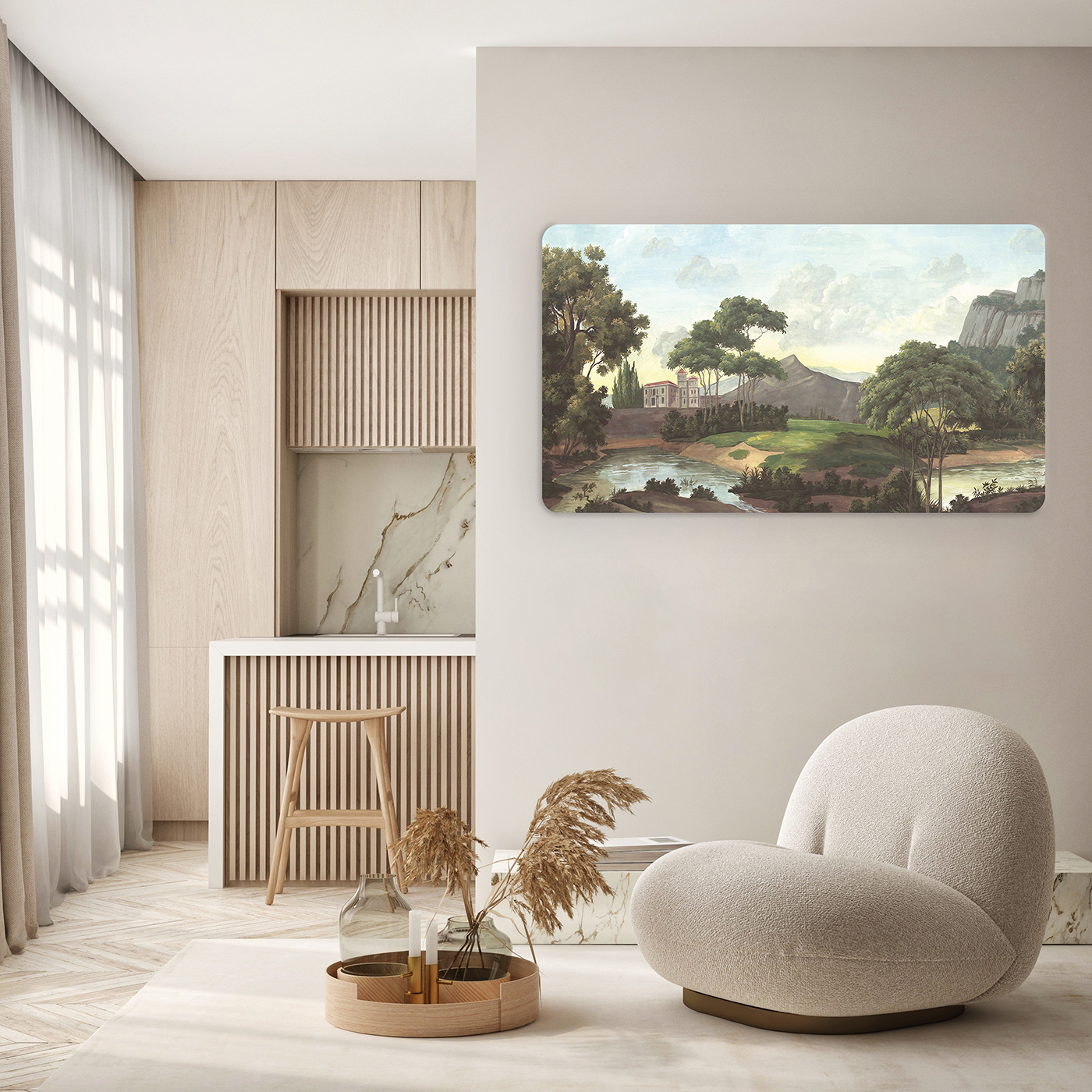 Doğa Manzaralı Soyut Duvar Kağıdı - Huzur Veren Sanat Eseri - Görsel 5