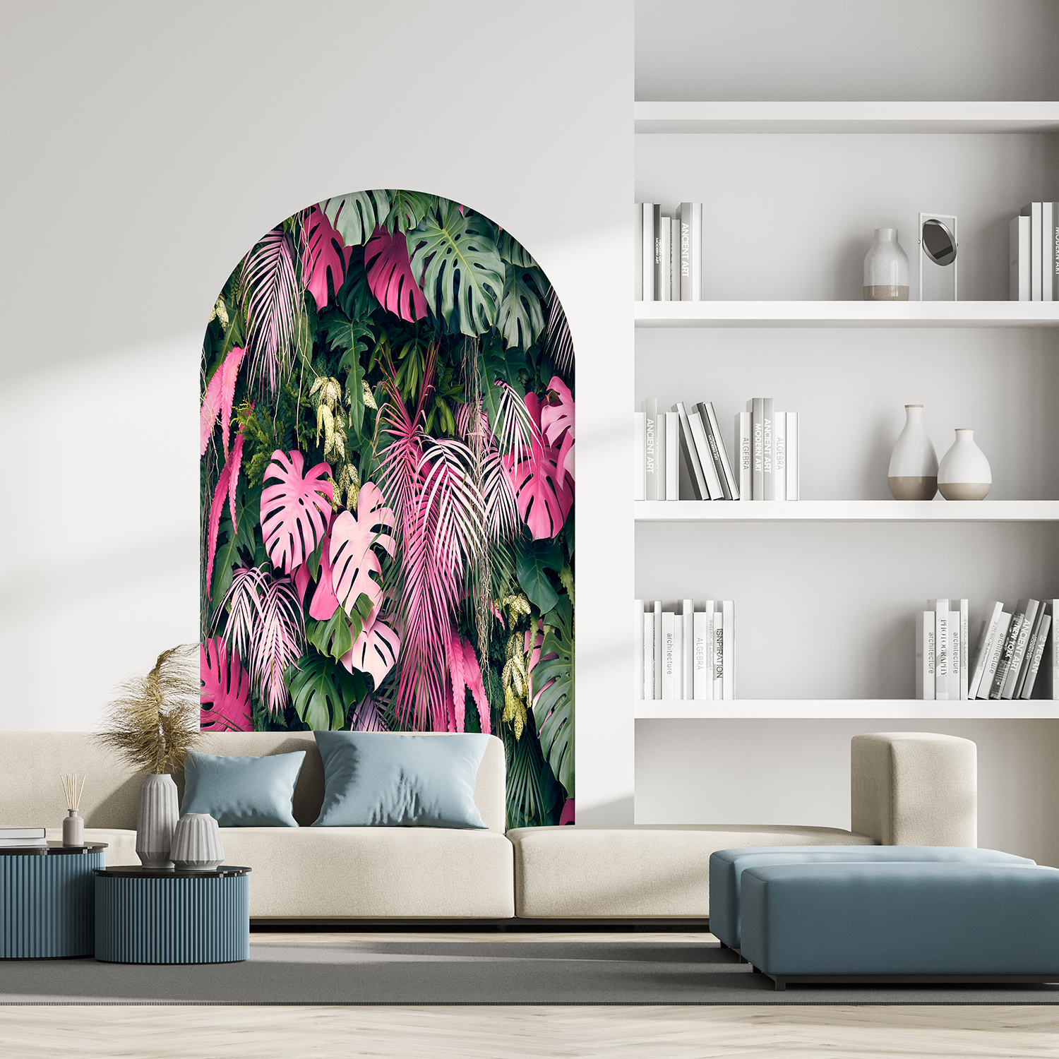 Pembe ve Yeşil Yaprak Desenli Duvar Kağıdı Canlı ve Şık Ev Dekorasyonu - Görsel 7