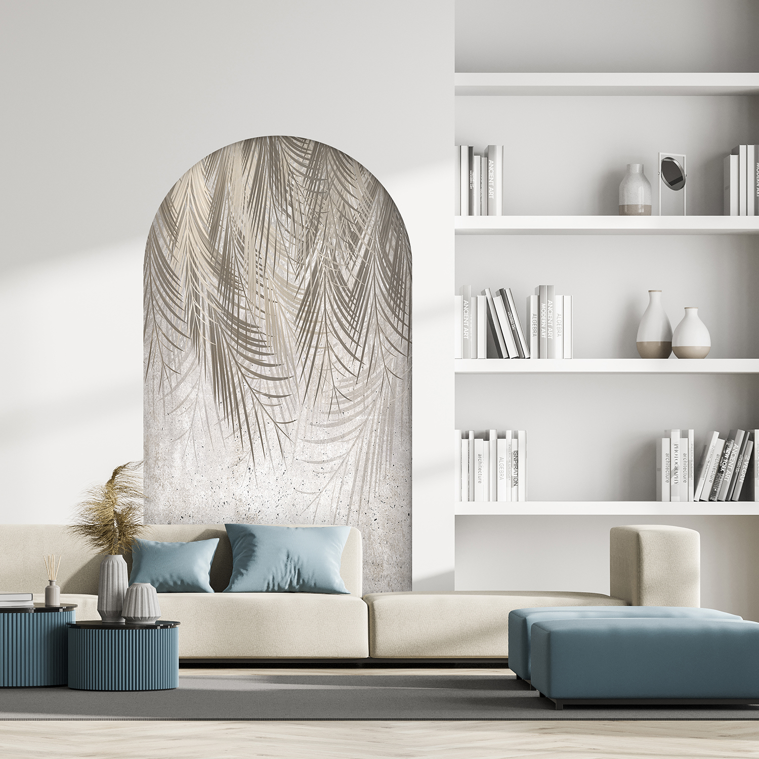 Gri Yaprak Desenli Duvar Kağıdı Modern ve Şık Ev Dekorasyonu - Görsel 7