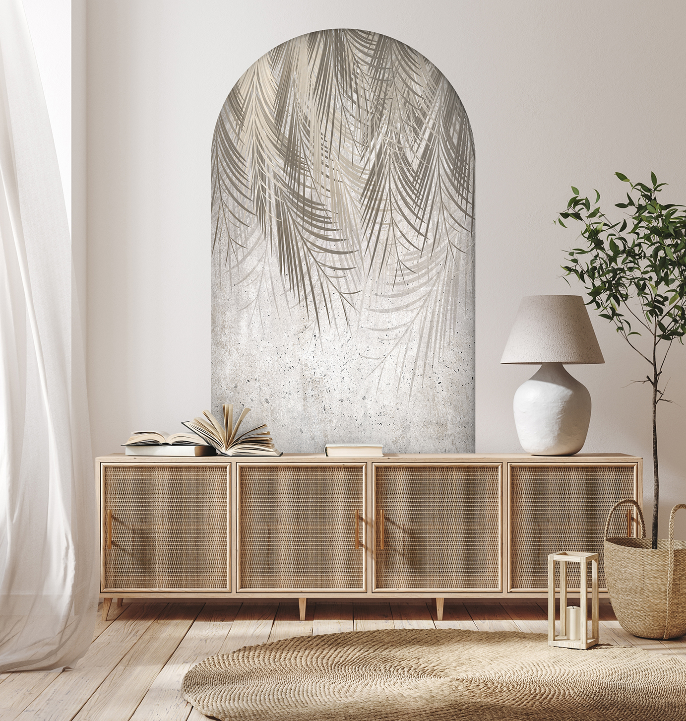 Gri Yaprak Desenli Duvar Kağıdı Modern ve Şık Ev Dekorasyonu