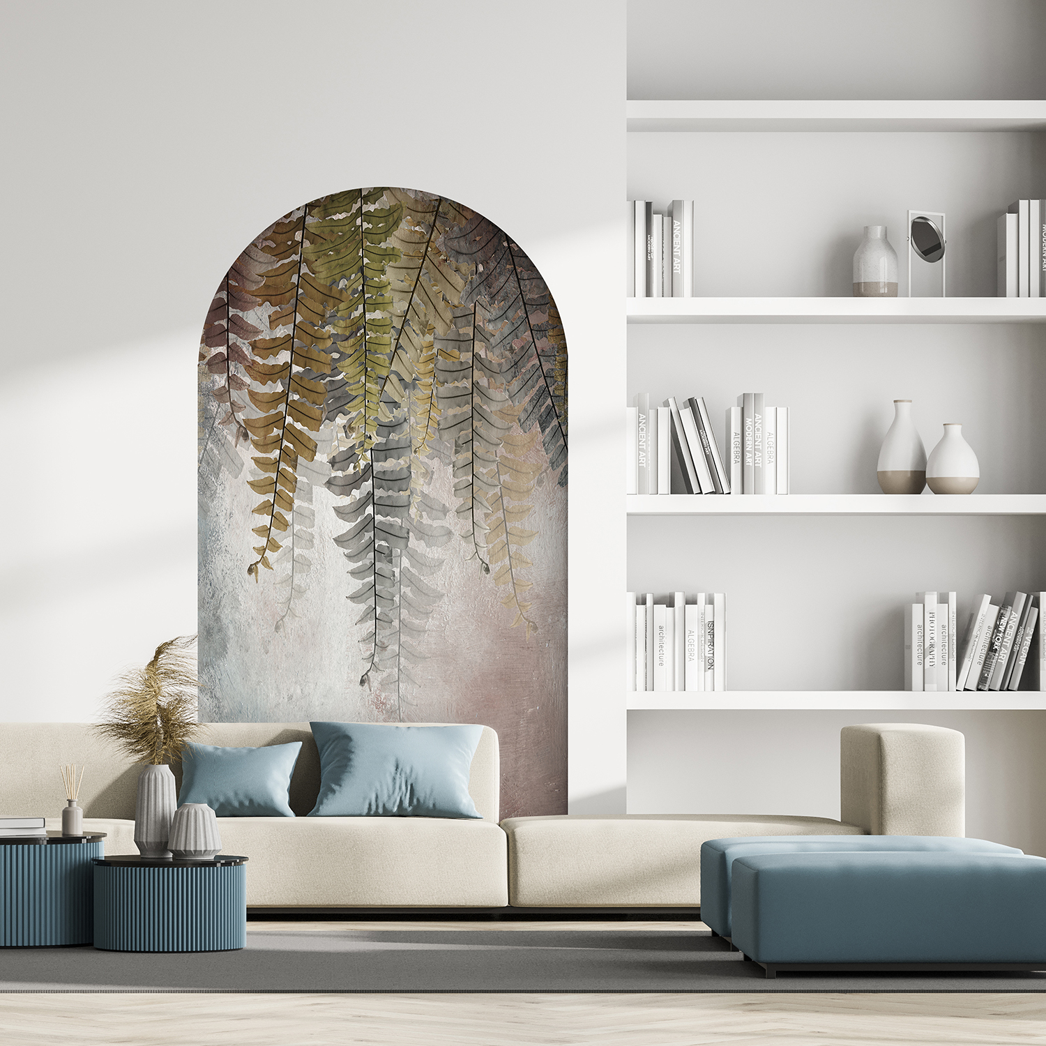Doğal Tonlarda Eğrelti Otu Desenli Duvar Kağıdı Modern Ev Dekorasyonu - Görsel 7