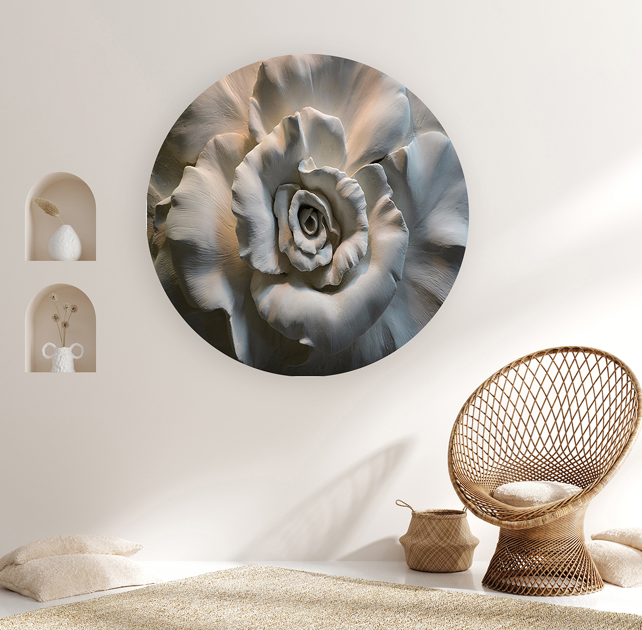 Soyut Gül Tasarımı ve Heykel Sanatı Temalı Duvar Kağıdı - Zarif Tasarım