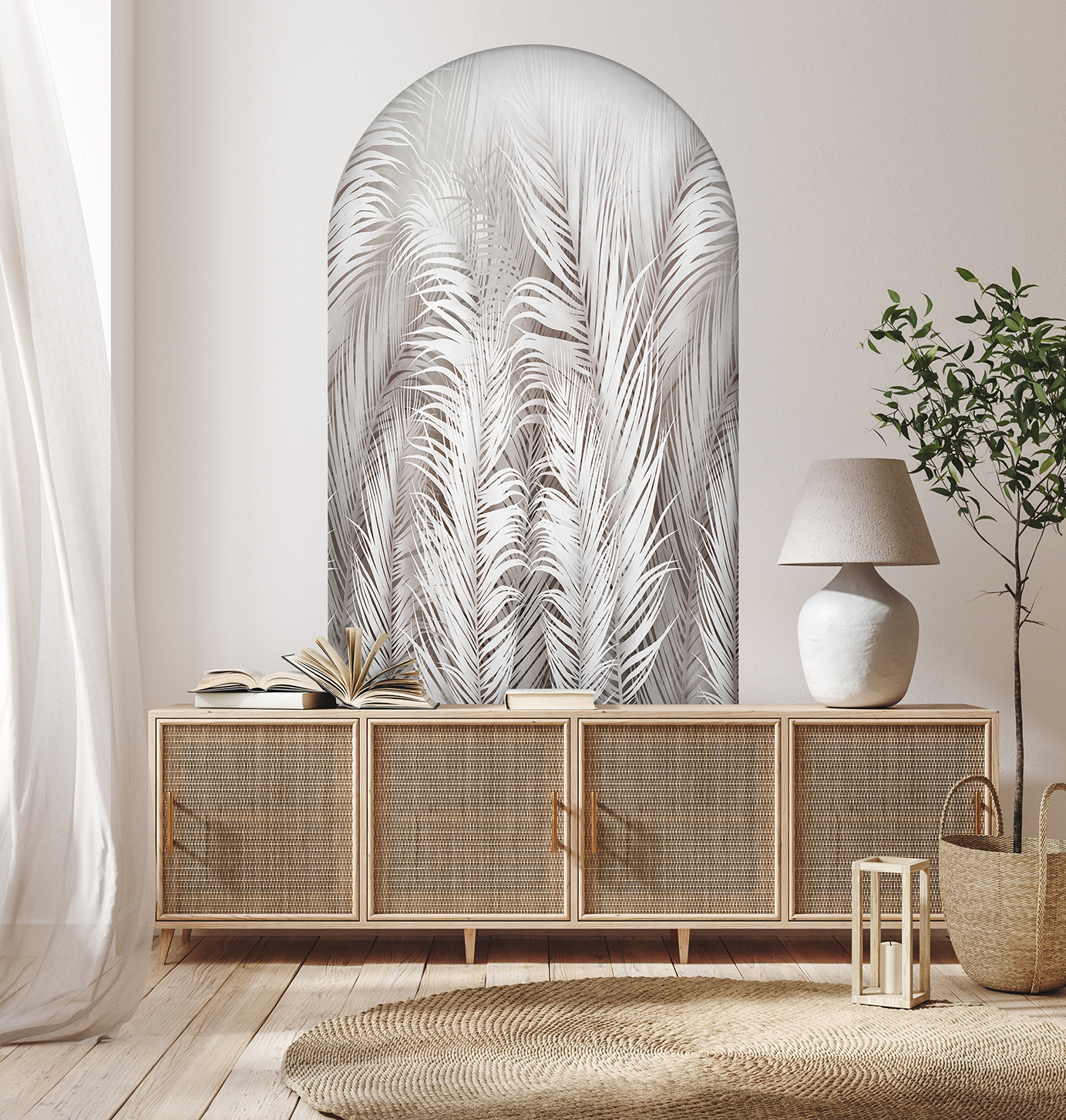 Beyaz Yaprak Desenli Duvar Kağıdı Modern ve Şık Ev Dekorasyonu