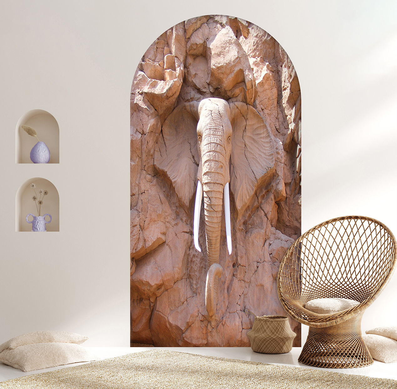 Fil Figürlü Duvar Kağıdı - Lüks ve Doğal İç Mekan Dekorasyonu - Görsel 6