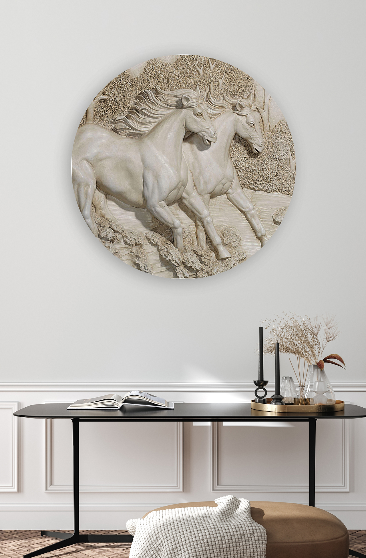 Koşan Atlar ve Sanatsal Yüzey Temalı Duvar Kağıdı - Doğal Tasarım - Görsel 4