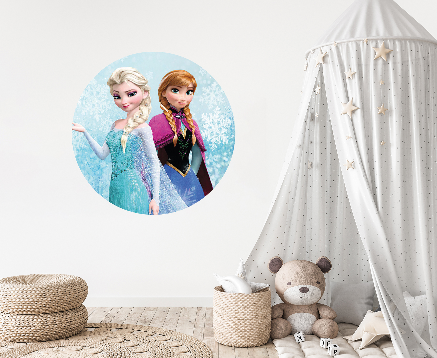 Frozen Elsa ve Anna Duvar Kağıdı - Eğlenceli Çocuk Odası Tasarımı
