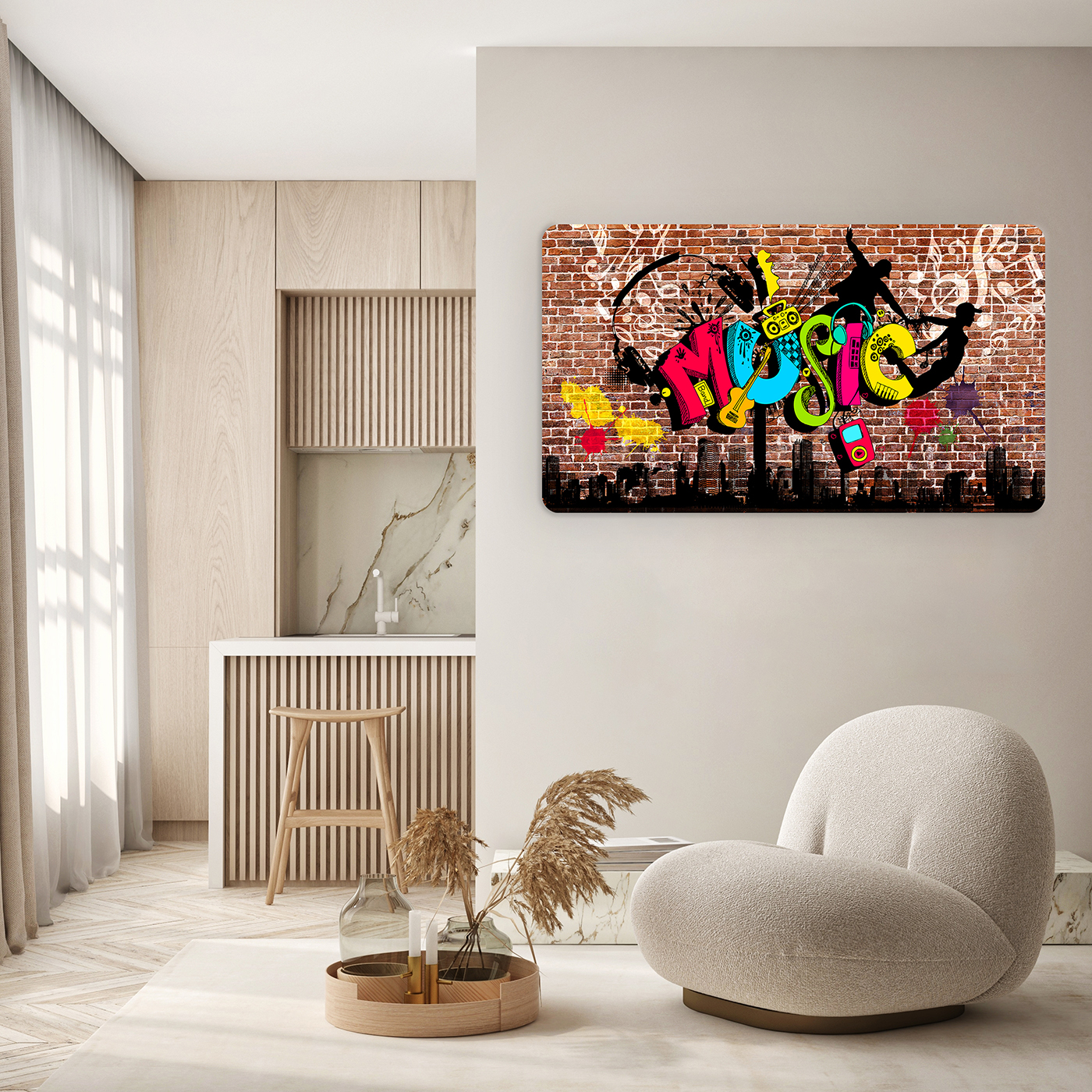 Müzik Temalı Renkli Graffiti Duvar Kağıdı - Modern Tasarım - Görsel 5