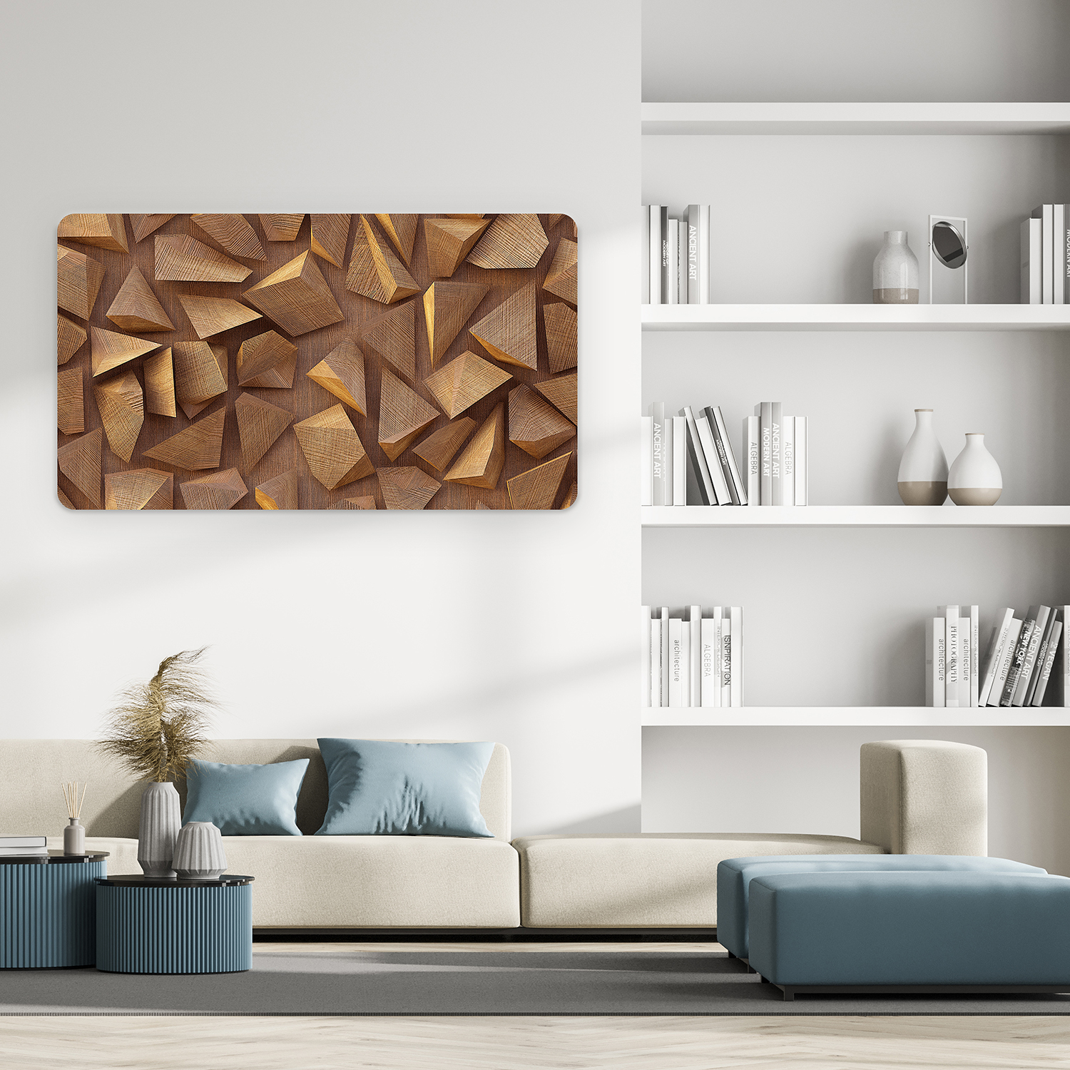 Ahşap Geometrik Desenli Duvar Kağıdı - Modern Tasarım - Görsel 3