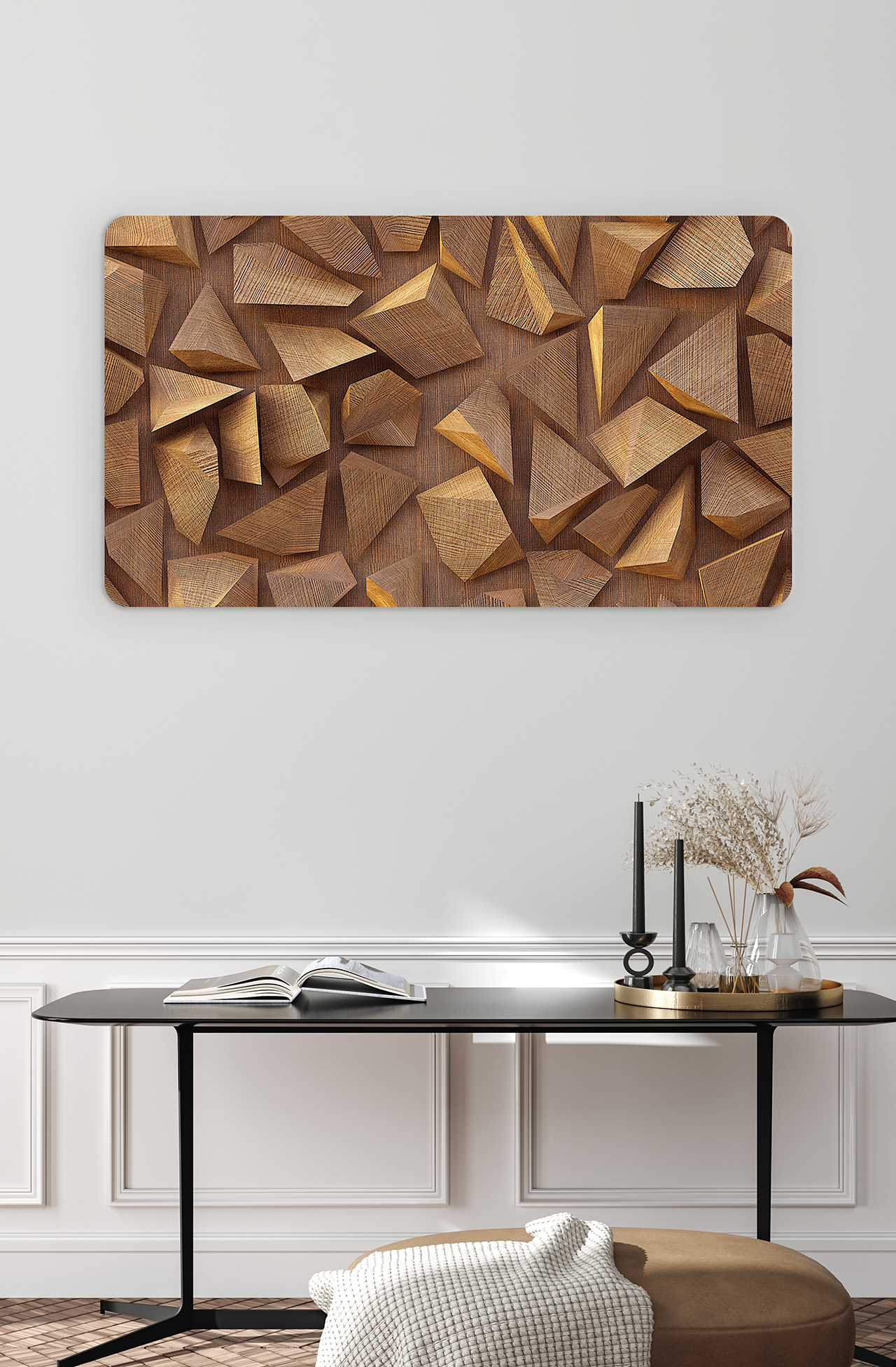 Ahşap Geometrik Desenli Duvar Kağıdı - Modern Tasarım - Görsel 4