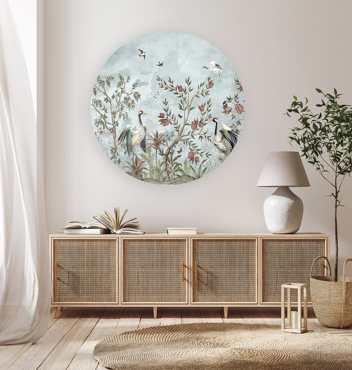 Tropikal Kuşlar ve Çiçekler Duvar Kağıdı – Kendinden Yapışkanlı Mavi Tasarım - Görsel 5