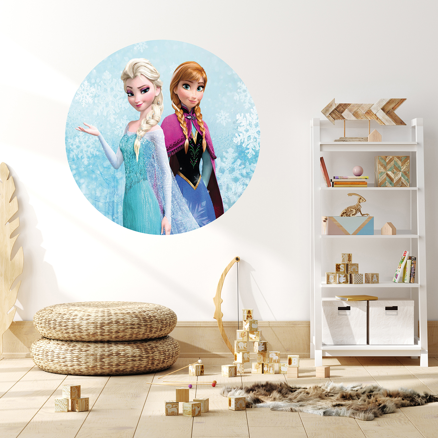 Frozen Elsa ve Anna Duvar Kağıdı - Çocuk Odası İçin Eğlenceli Tasarım - Görsel 4