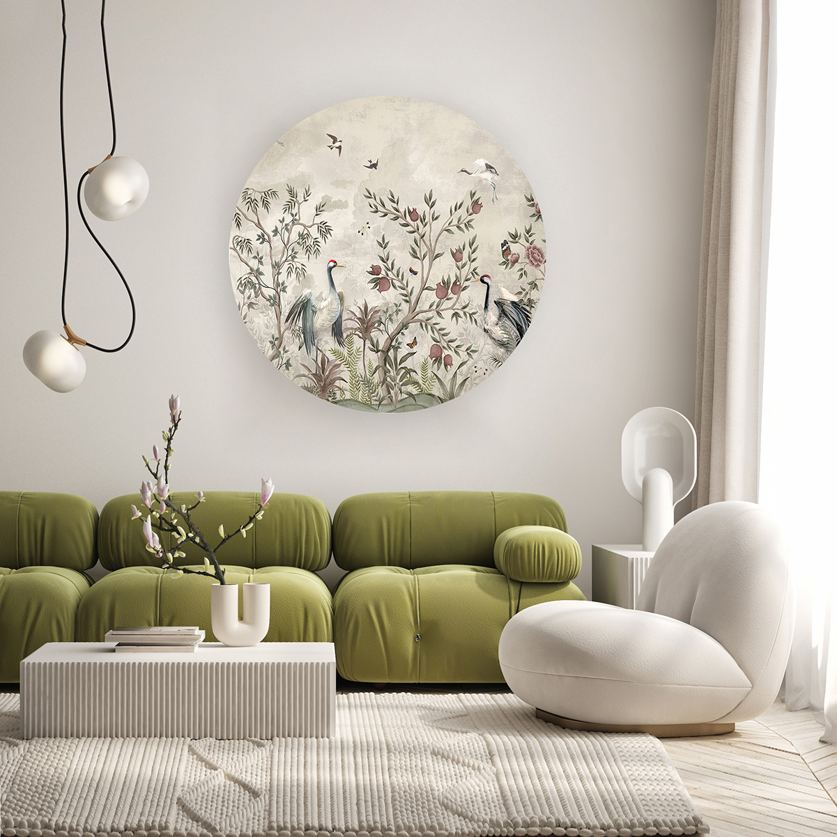 Tropikal Kuşlar ve Çiçekler Duvar Kağıdı – Kendinden Yapışkanlı Vintage Tasarım - Görsel 4