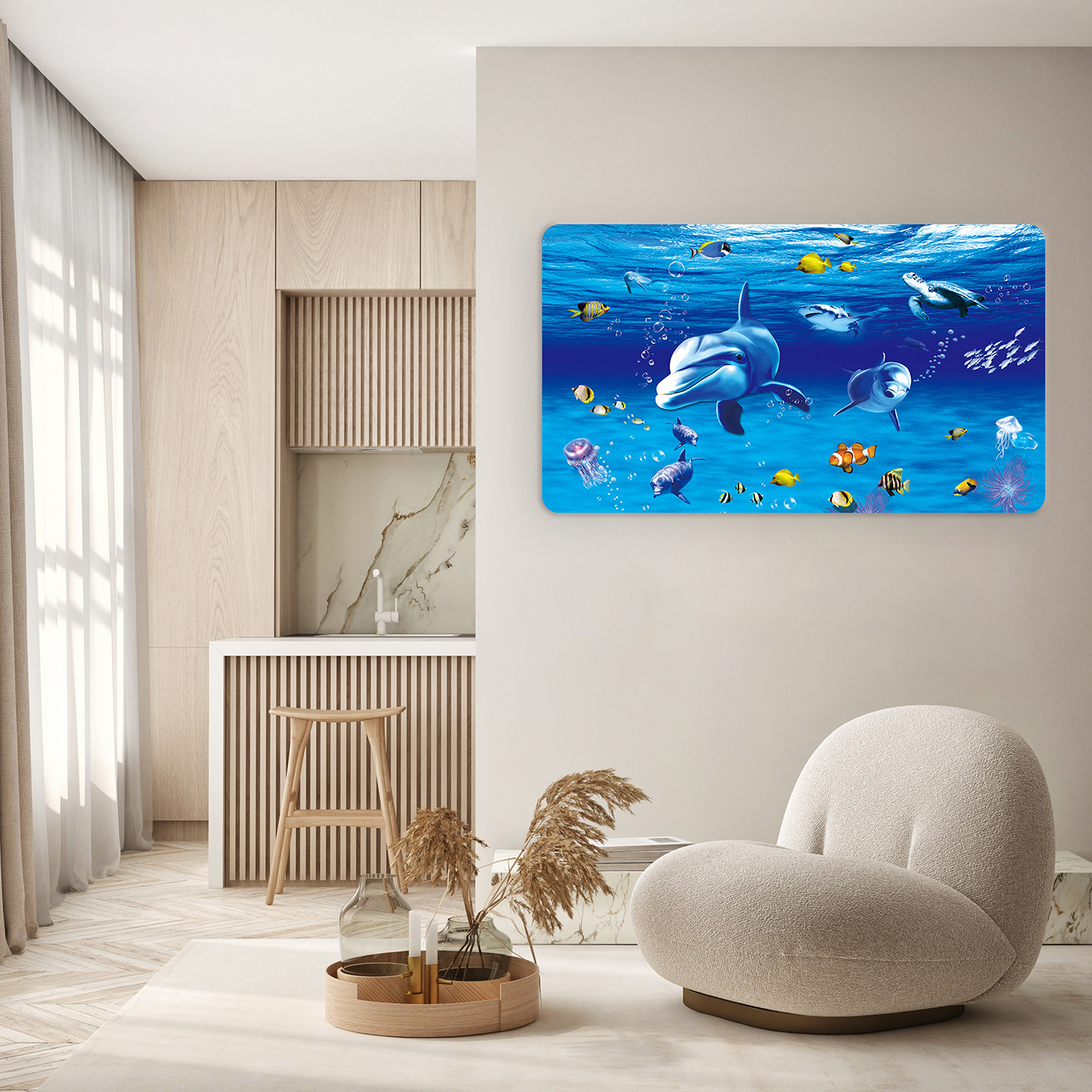 Okyanus Temalı Soy Yapıştır Duvar Kağıdı - Canlı Deniz Yaşamı Tasarımı - Görsel 5