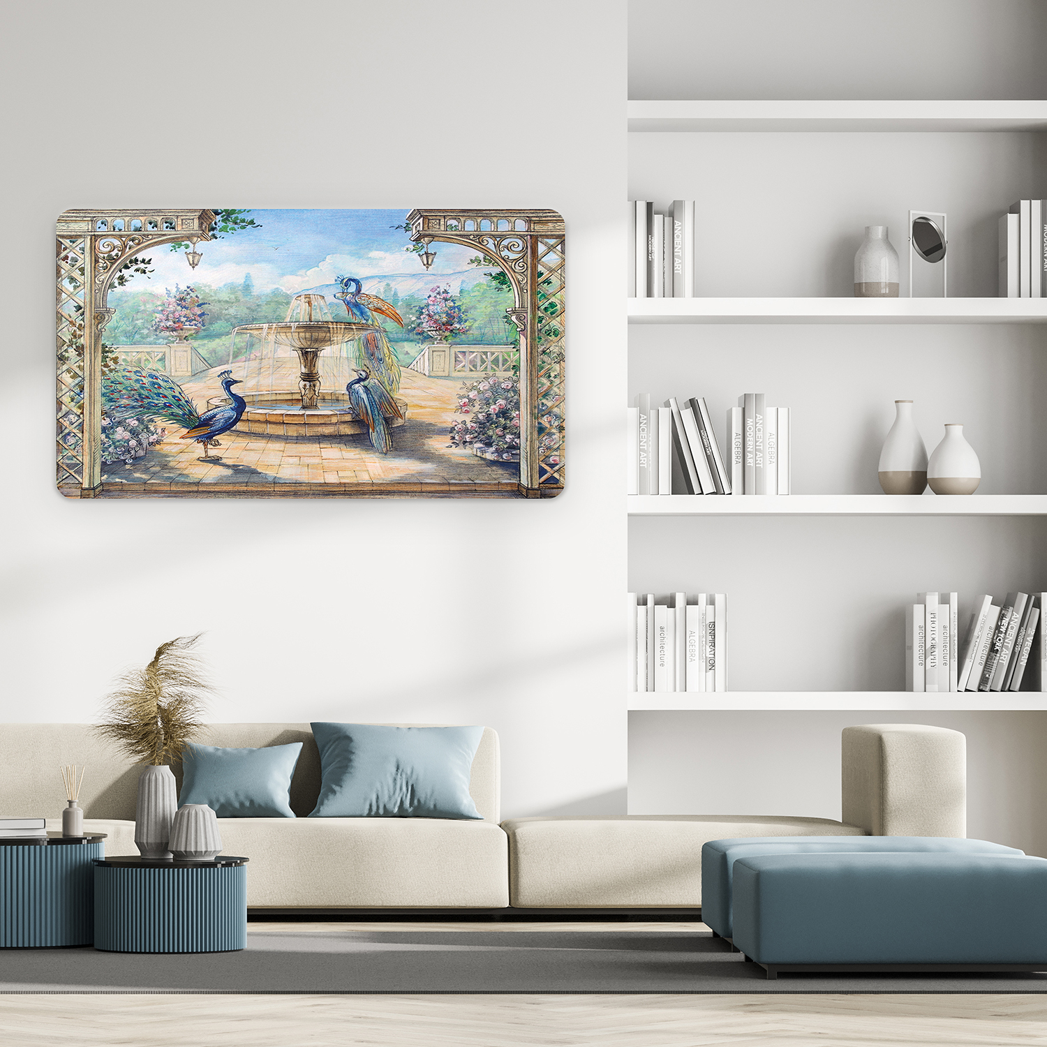 Tavuskuşları ve Bahçe Manzarası Temalı Duvar Kağıdı - Zarif ve Şık Tasarım - Görsel 3