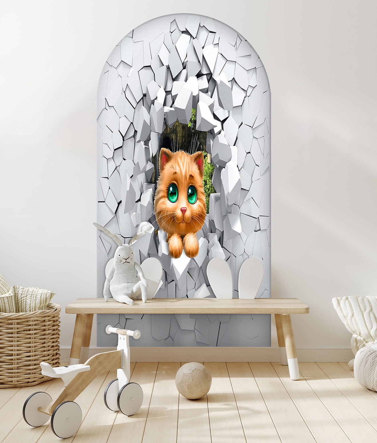 Sevimli Kedi Duvar Kağıdı - Çocuk Odası Dekoru - Görsel 8