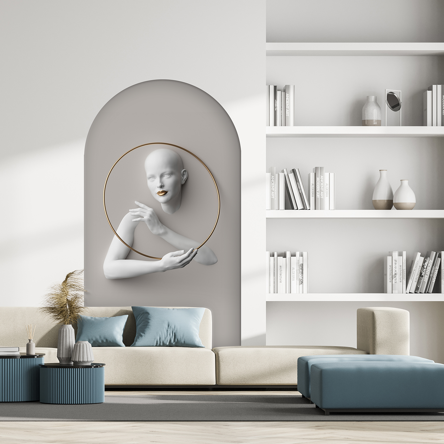 Soyut Kadın Figürlü Duvar Kağıdı - Minimalist ve Şık İç Mekan Dekorasyonu - Görsel 7
