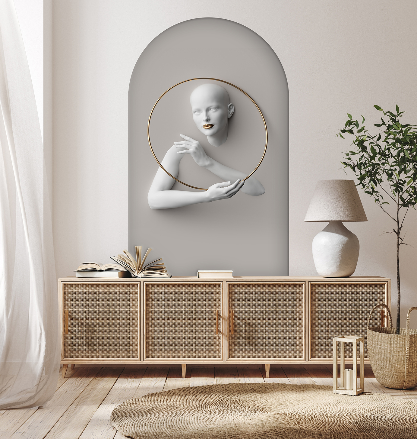 Soyut Kadın Figürlü Duvar Kağıdı - Minimalist ve Şık İç Mekan Dekorasyonu