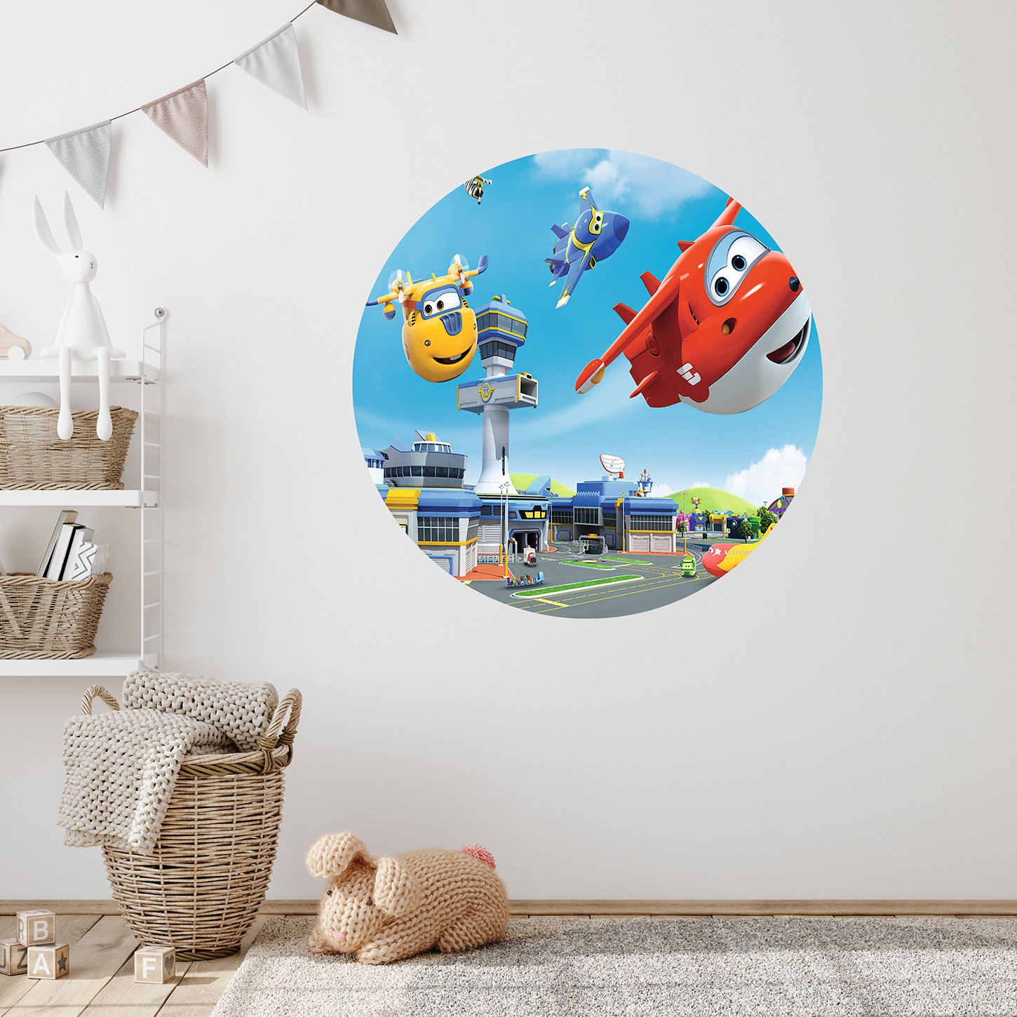 Çocuk Odası İçin Eğlenceli Super Wings Temalı Duvar Kağıdı – Dekoratif ve Eğitici - Görsel 4