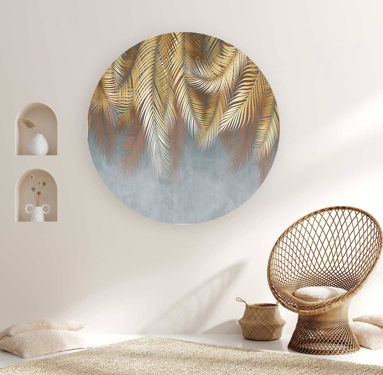 Altın Yapraklar ile Tropikal Duvar Kağıdı - Modern ve Şık Tasarım