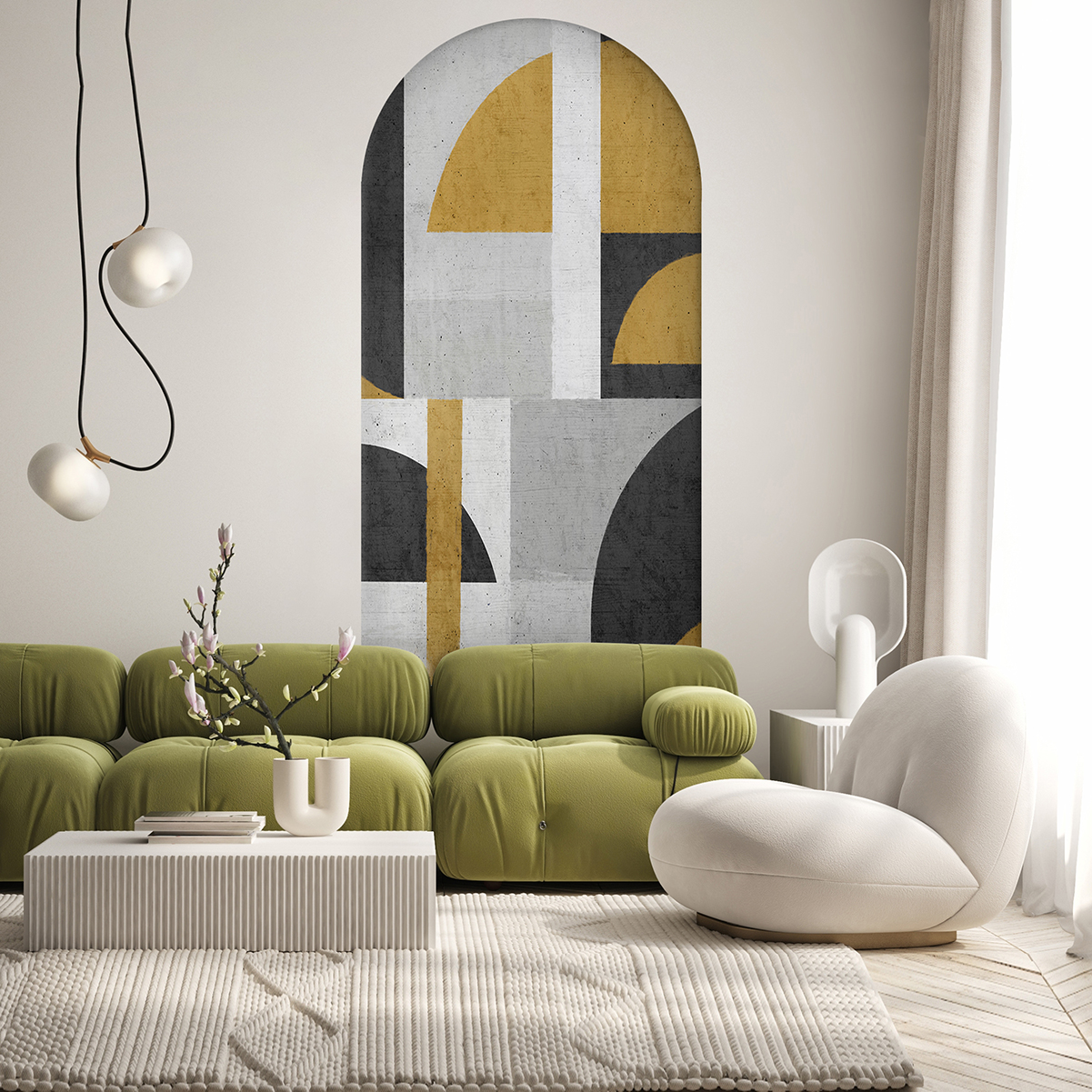 Geometrik Desenli Duvar Kağıdı - Modern ve Şık İç Mekan Tasarımı - Görsel 4