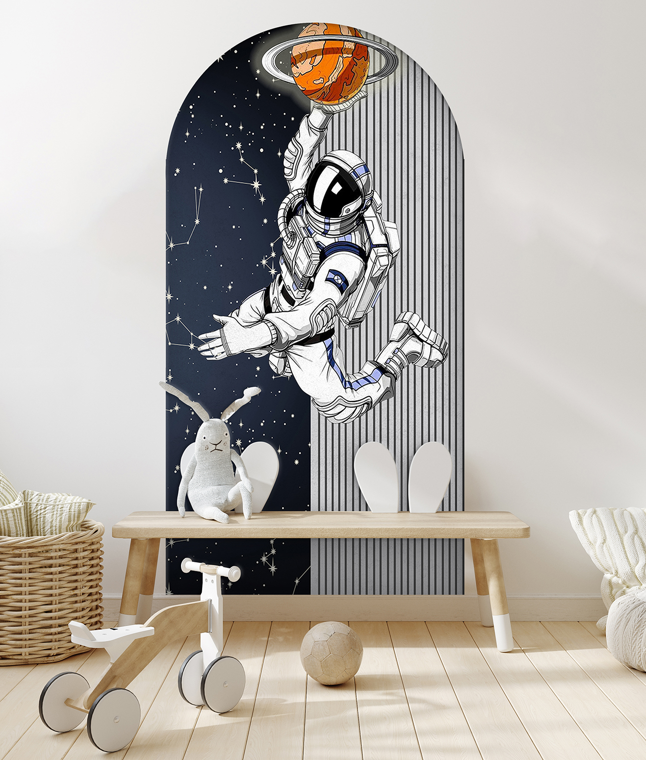 Astronot Basketbol Duvar Kağıdı - Uzay Temalı Çocuk Odası Dekoru - Görsel 8