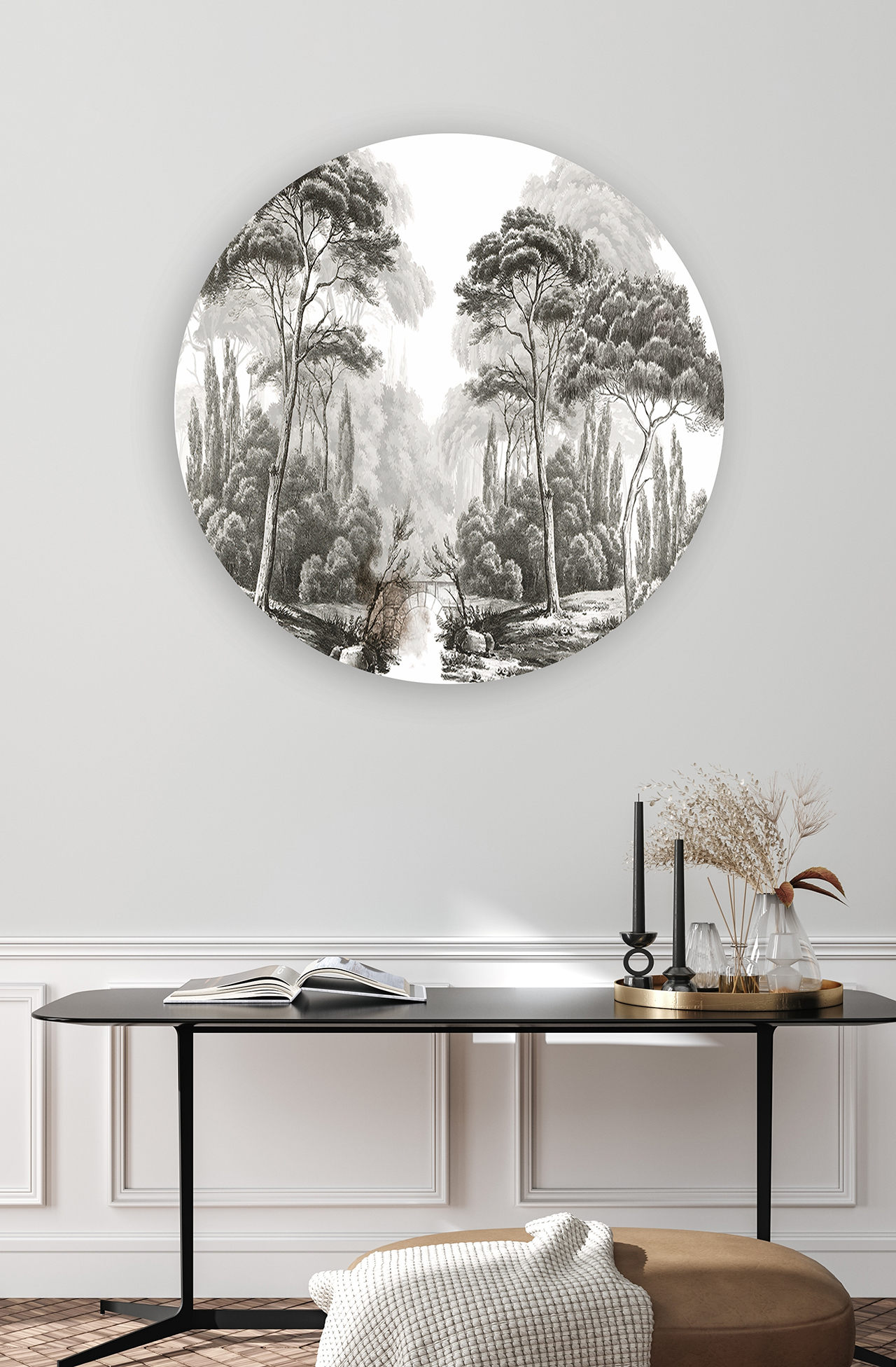 Beyaz ve Siyah Orman Manzarası Duvar Kağıdı – Kendinden Yapışkanlı Doğal Tasarım - Görsel 8