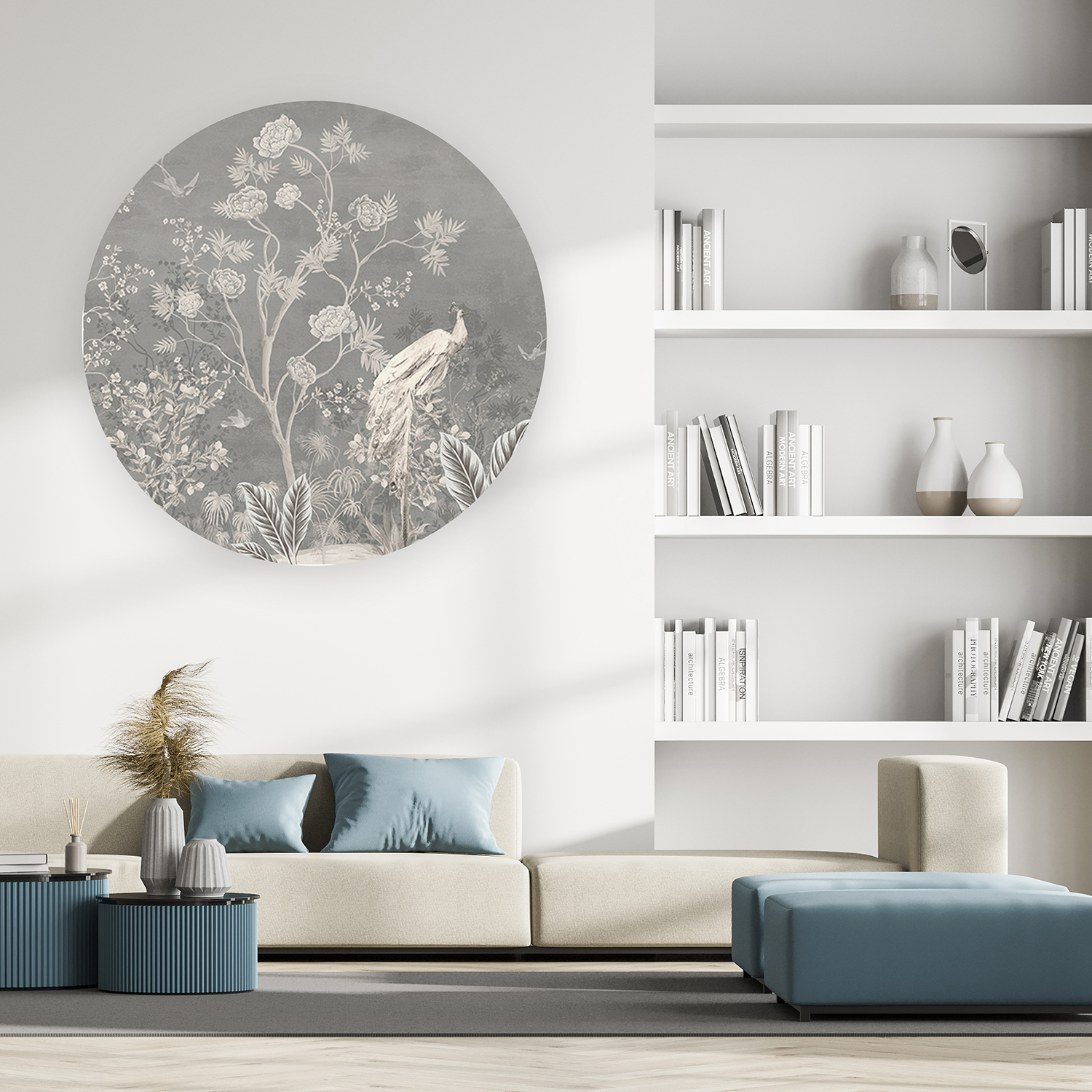 Gri Arka Plan ve Çiçek Deseni ile Duvar Kağıdı - Şık ve Minimal Tasarım - Görsel 3