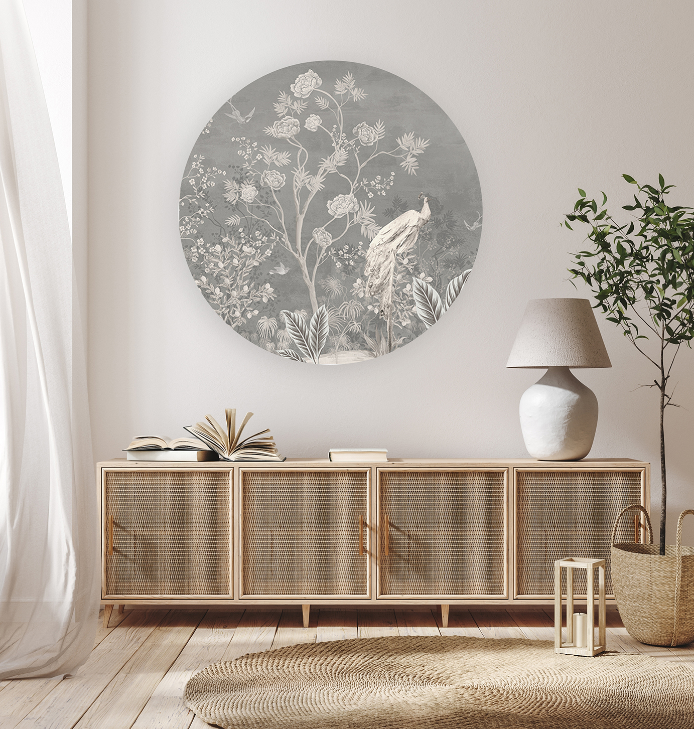 Gri Arka Plan ve Çiçek Deseni ile Duvar Kağıdı - Şık ve Minimal Tasarım - Görsel 7