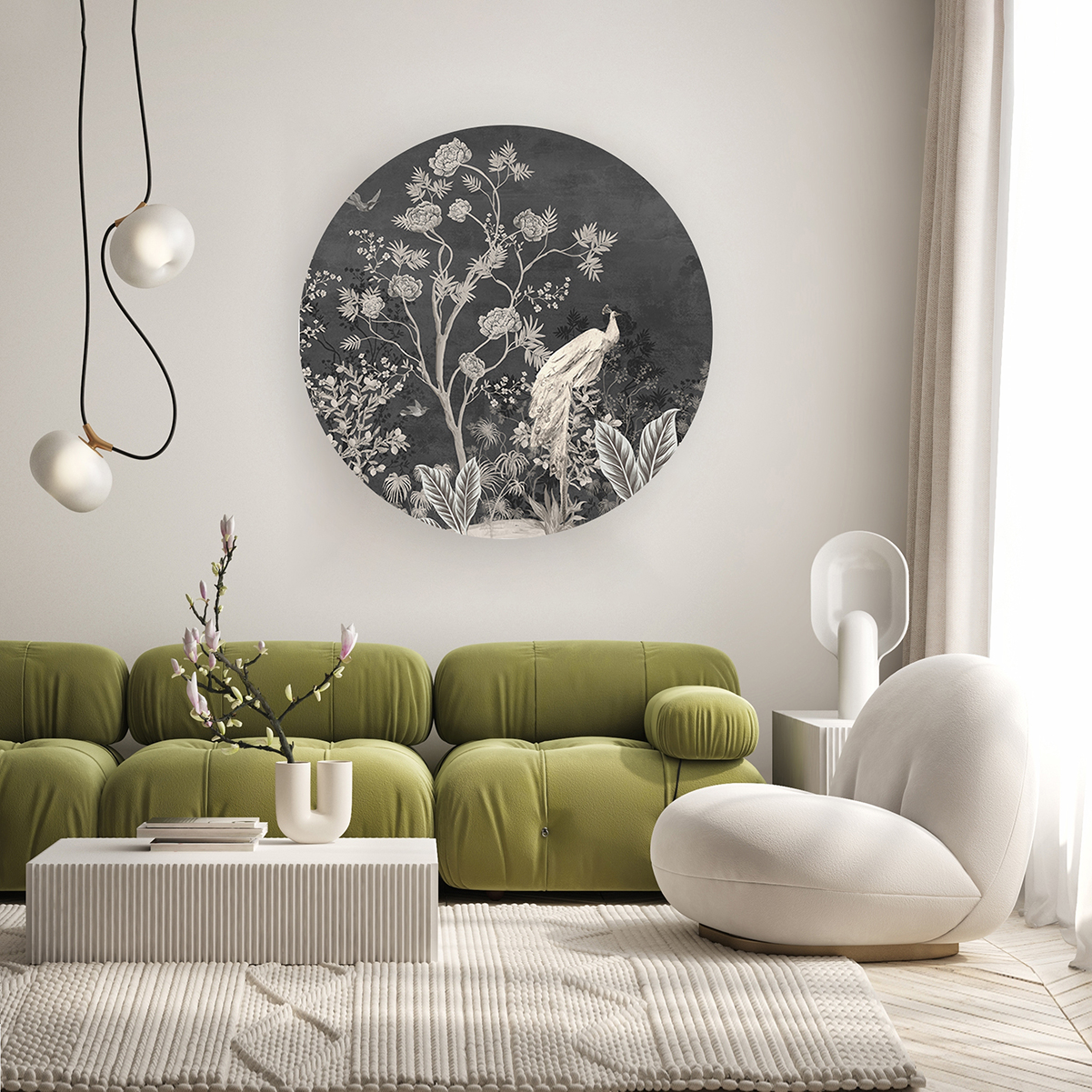 Siyah Arka Plan ve Çiçek Deseni ile Duvar Kağıdı - Şık ve Modern Tasarım - Görsel 6