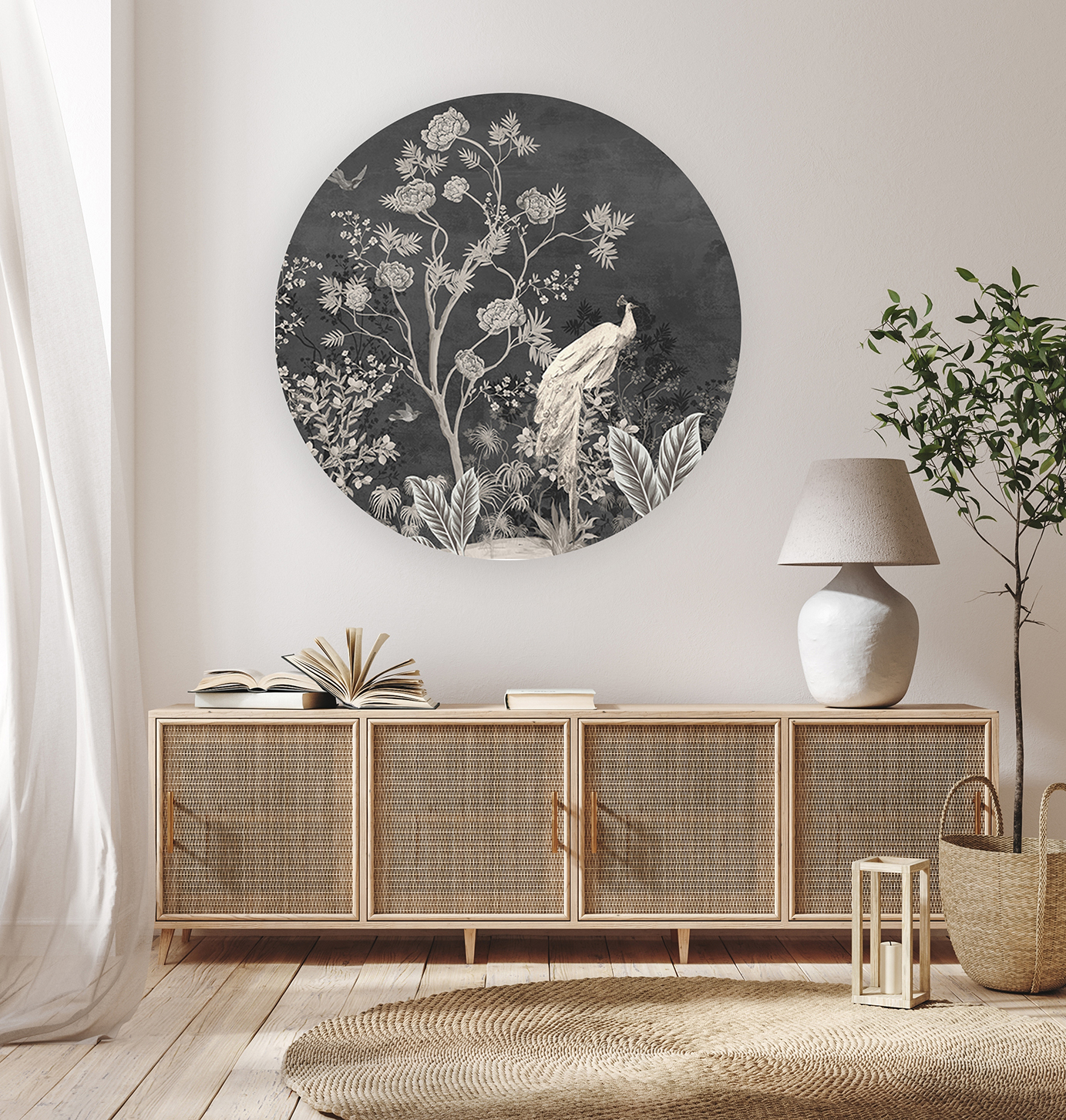 Siyah Arka Plan ve Çiçek Deseni ile Duvar Kağıdı - Şık ve Modern Tasarım - Görsel 7