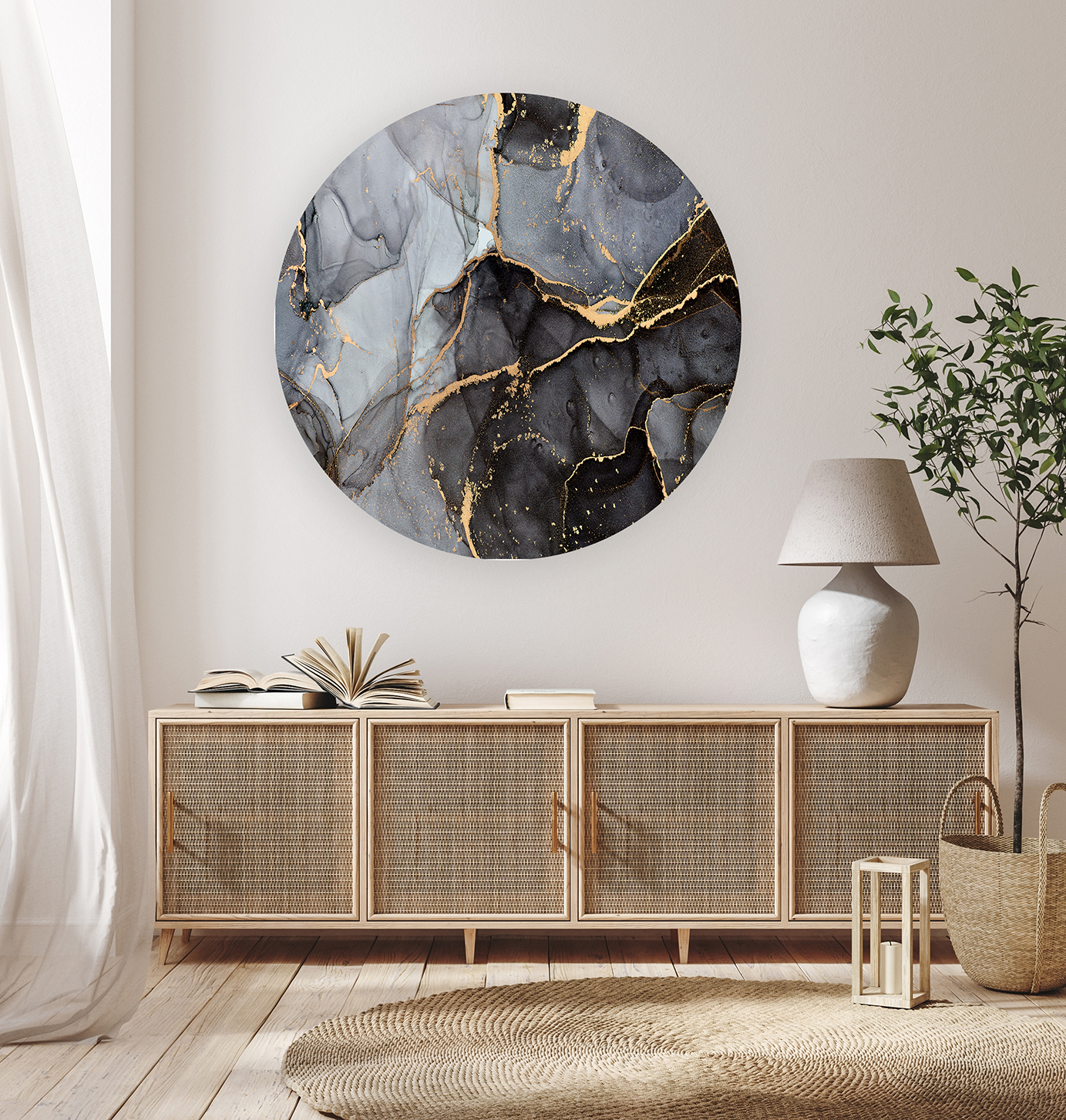Yuvarlak Soyut Mermer Desenli Duvar Kağıdı - Modern ve Şık Tasarım - Görsel 7