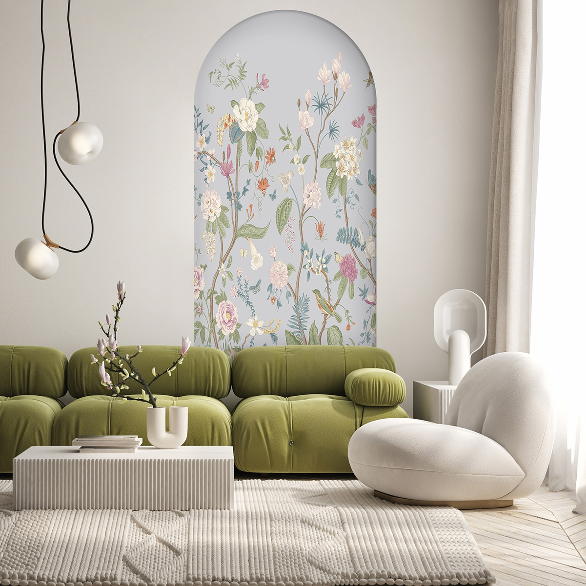 Çiçek Desenli Soyut Duvar Kağıdı - Şık ve Modern - Görsel 3