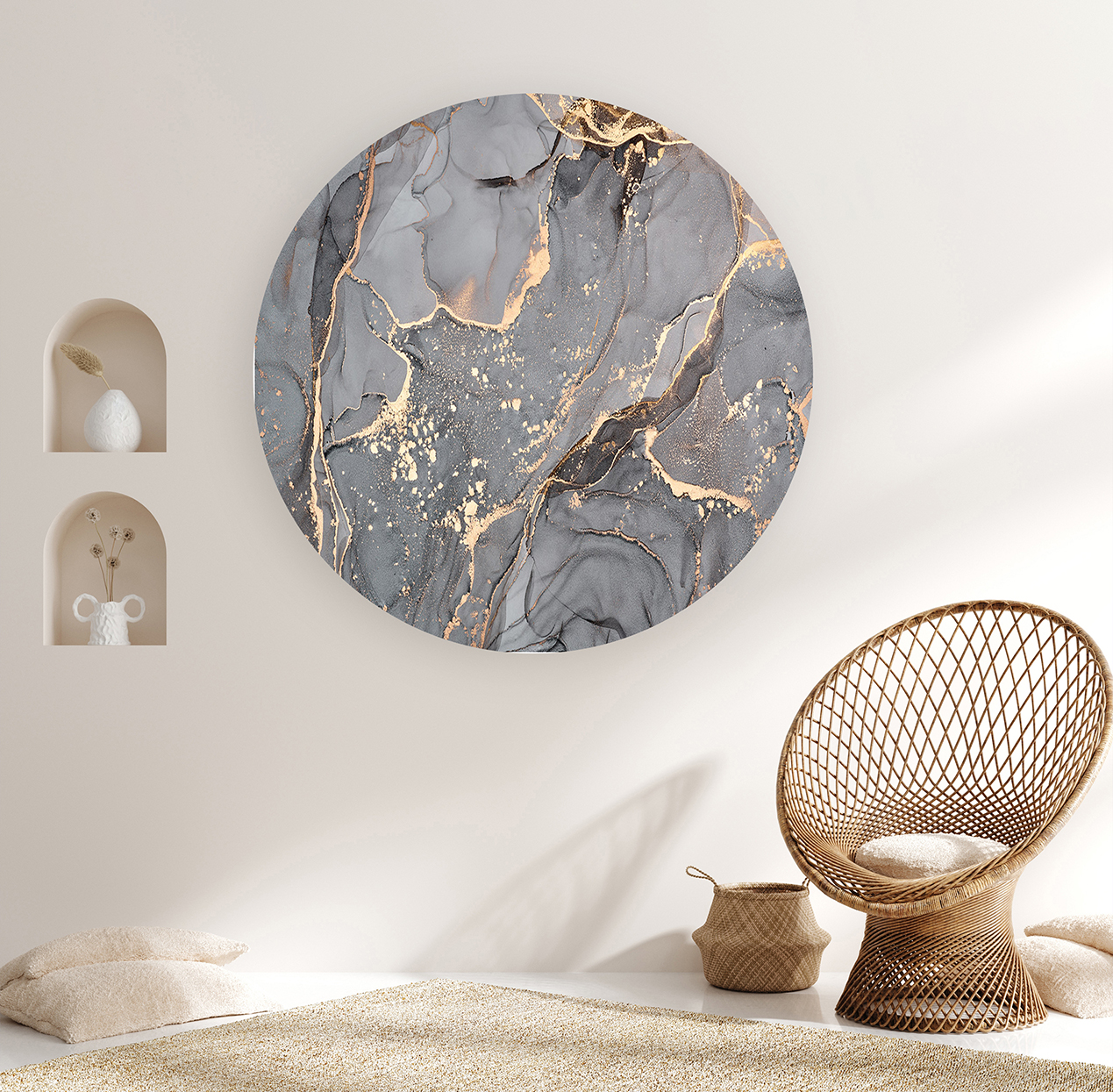 Yuvarlak Mermer Desenli Duvar Kağıdı - Modern Tasarım