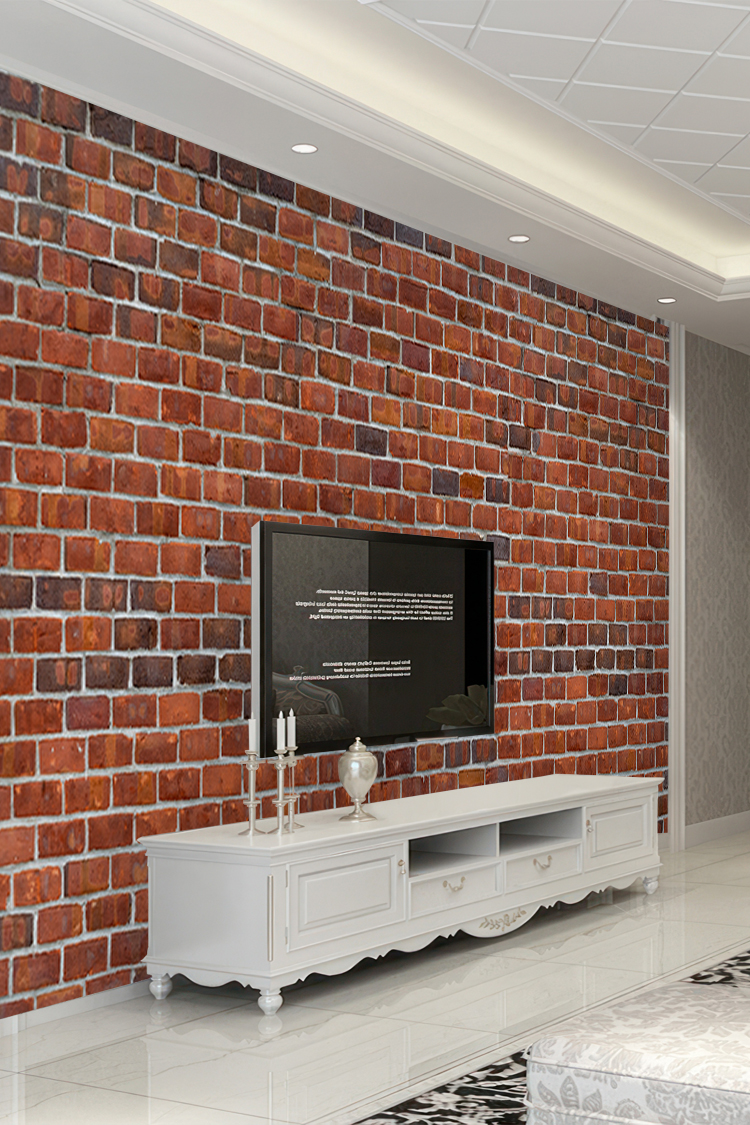 Kırmızı Tuğla Desenli Duvar Kağıdı - Rustik ve Sıcak Tasarım