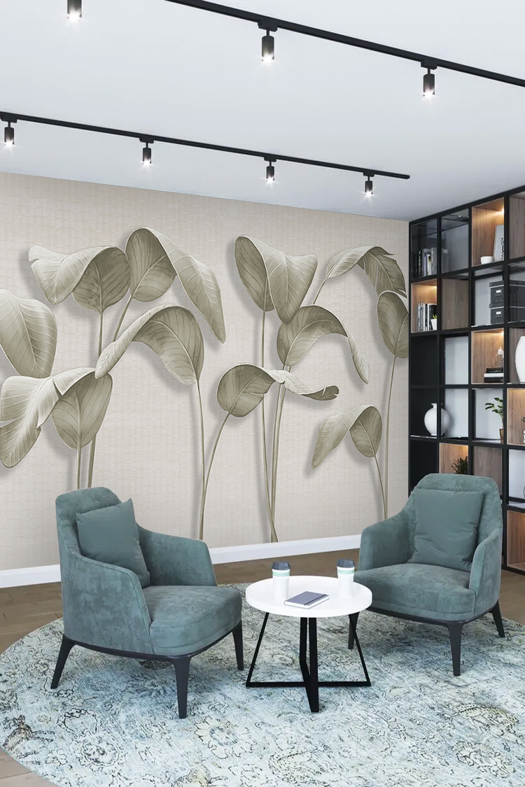 Doğal Yaprak Deseni Duvar Kağıdı - Görsel 2