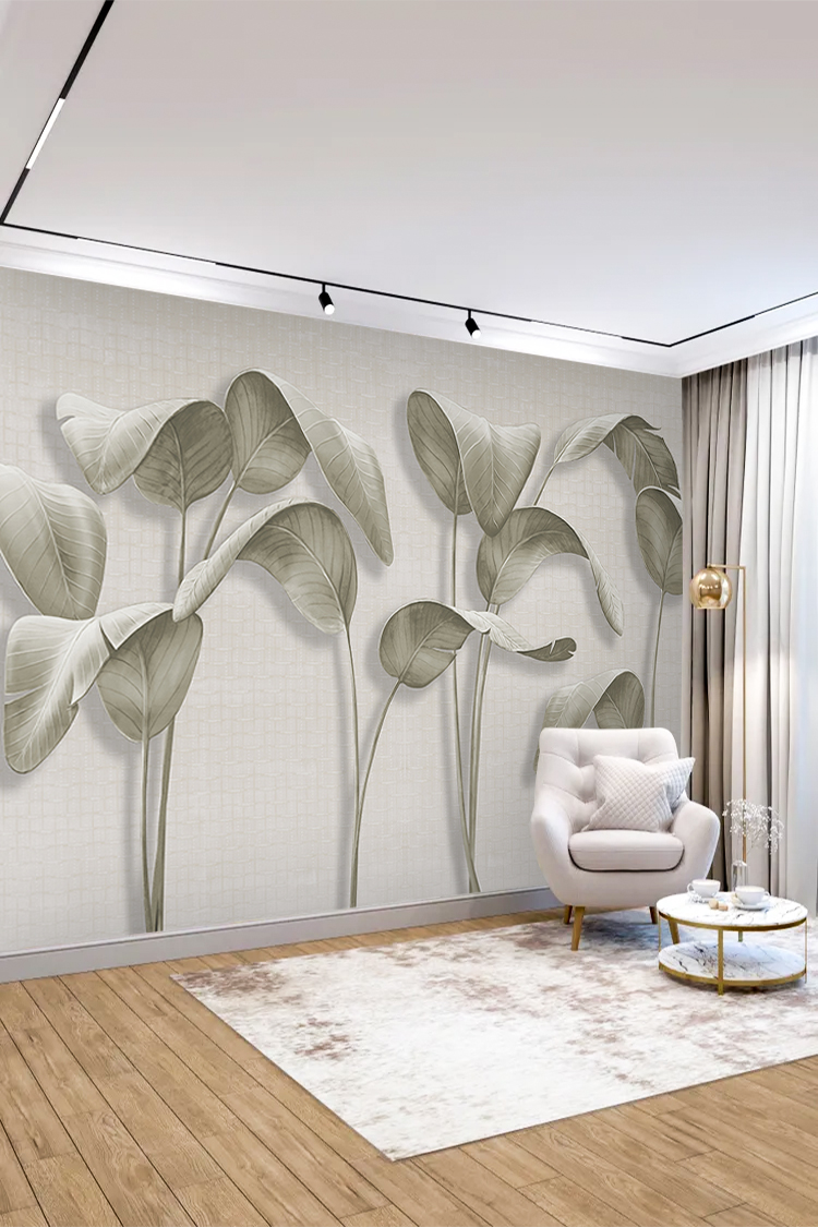 Doğal Yaprak Deseni Duvar Kağıdı - Görsel 5