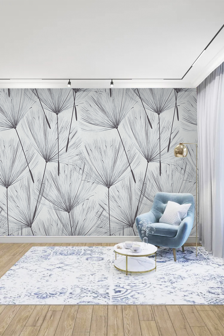 Minimalist Yaprak Deseni Duvar Kağıdı - Görsel 4