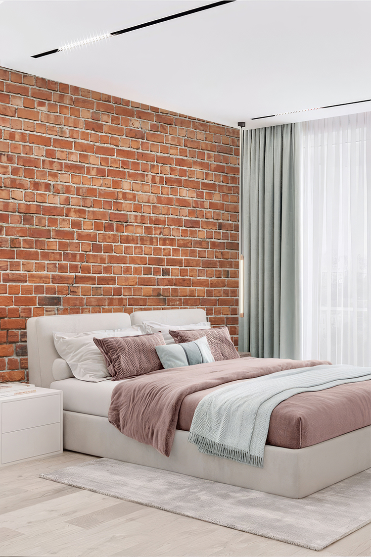 Kırmızı Tuğla Desenli Endüstriyel Duvar Kağıdı - Sıcak ve Modern Tasarım - Görsel 5