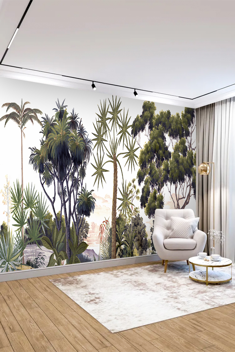 Egzotik Ağaçlarla Tropikal Manzara Duvar Kağıdı - Görsel 3