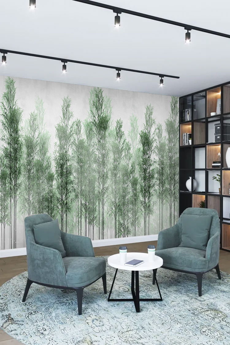 Yeşil Bambu Desenli Duvar Kağıdı