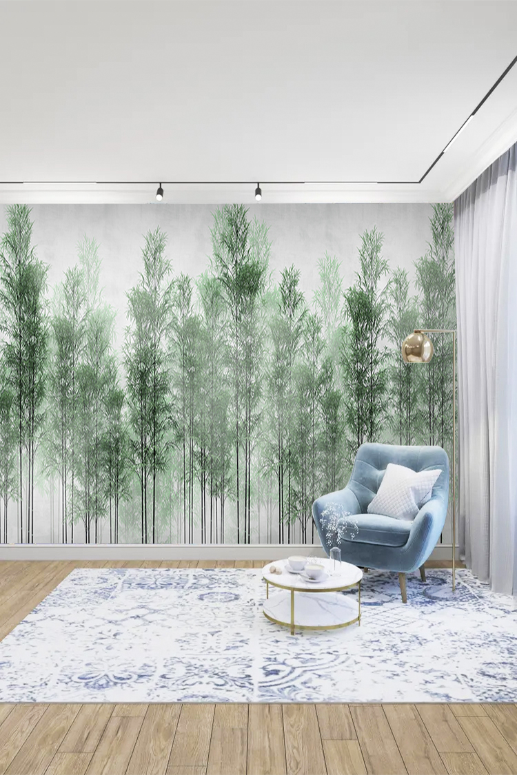 Yeşil Bambu Desenli Duvar Kağıdı - Görsel 2