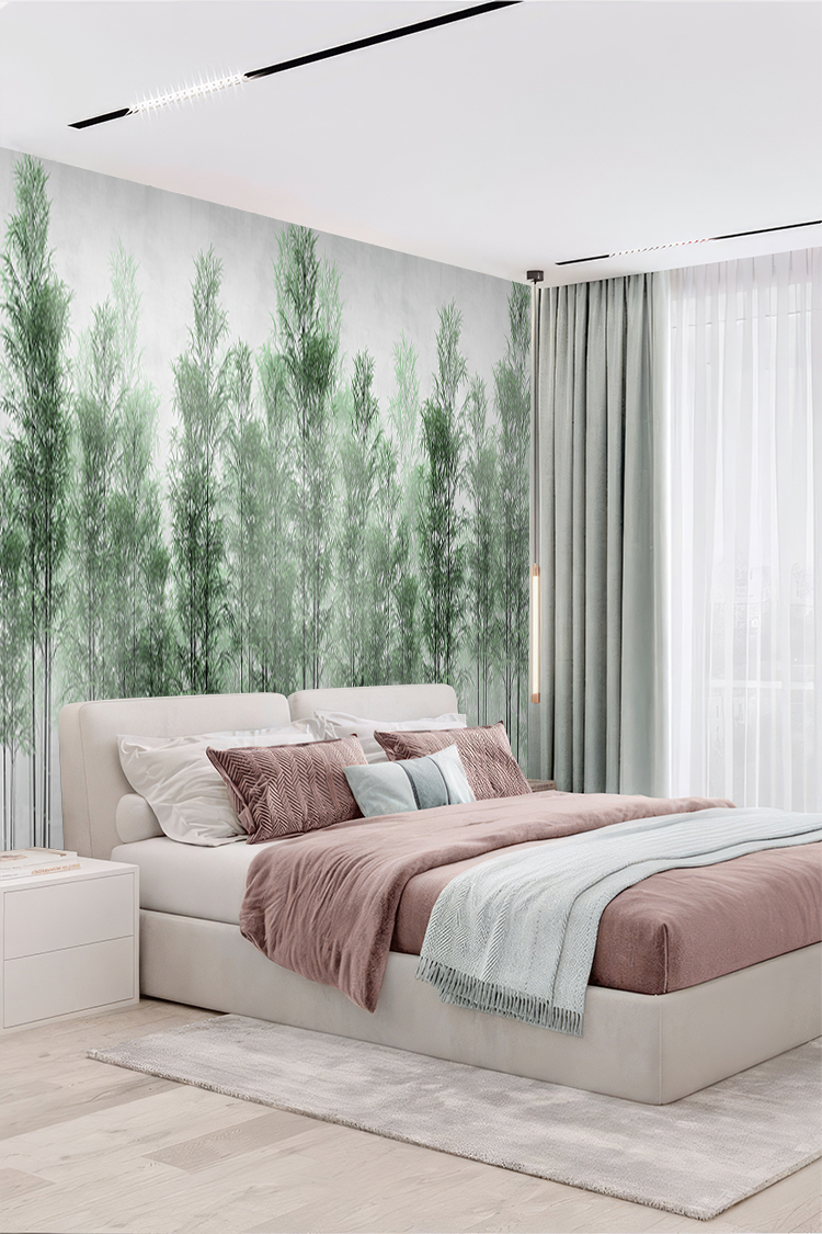 Yeşil Bambu Desenli Duvar Kağıdı - Görsel 5